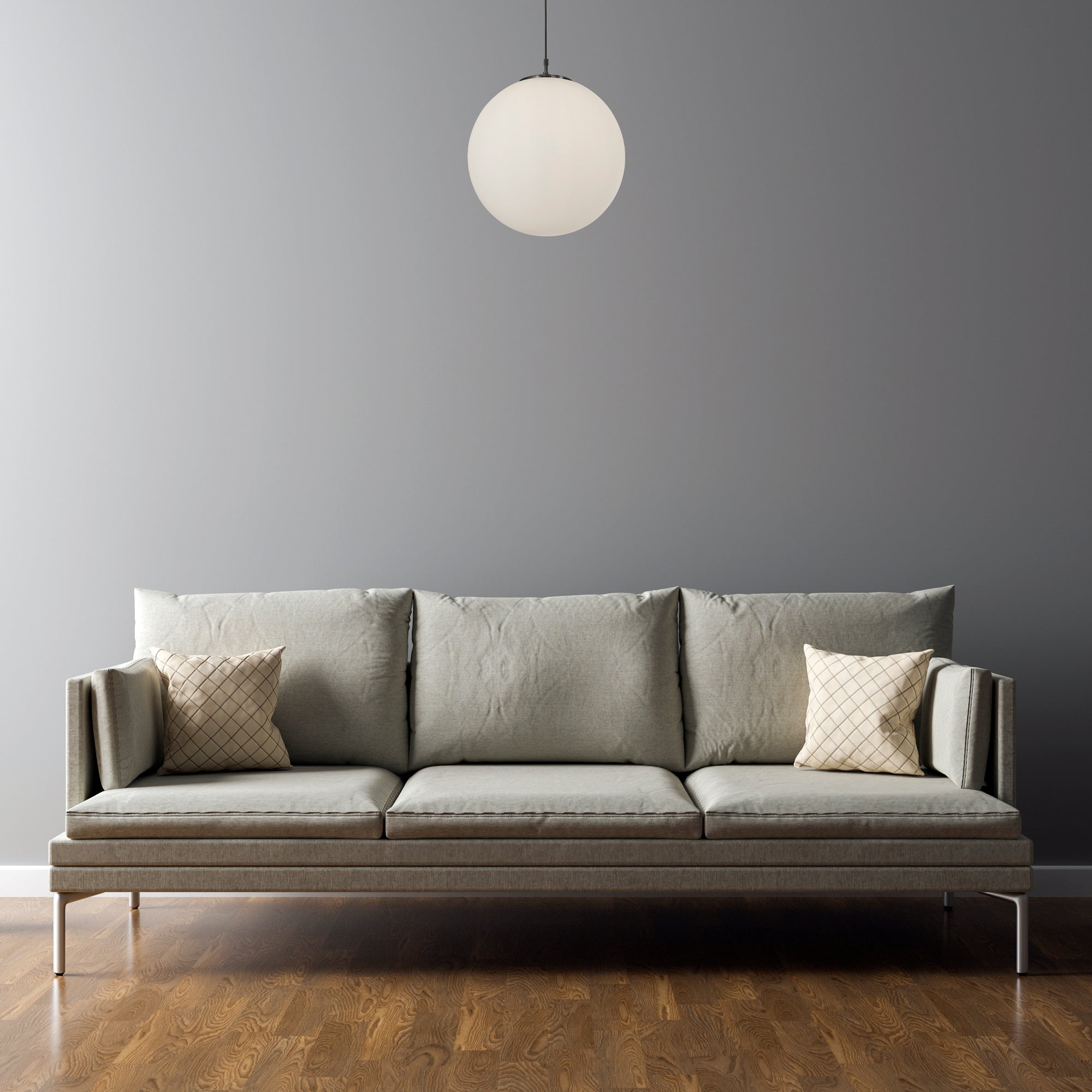 Searchlight Audley - Single Pendant (Diameter 30cm) Black, Opal Glass