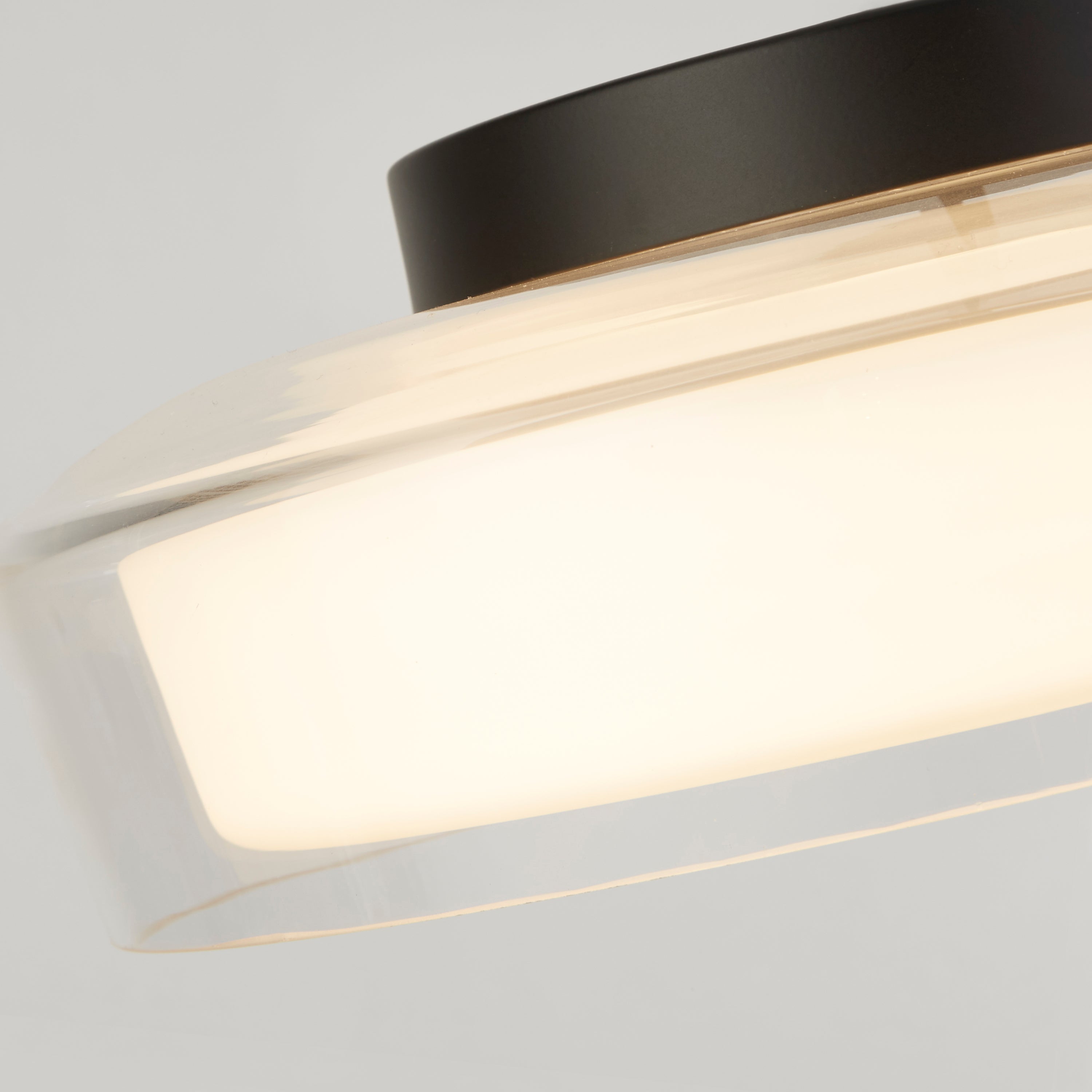 Searchlight Posh Flush - Black, Clear & Opal Glass