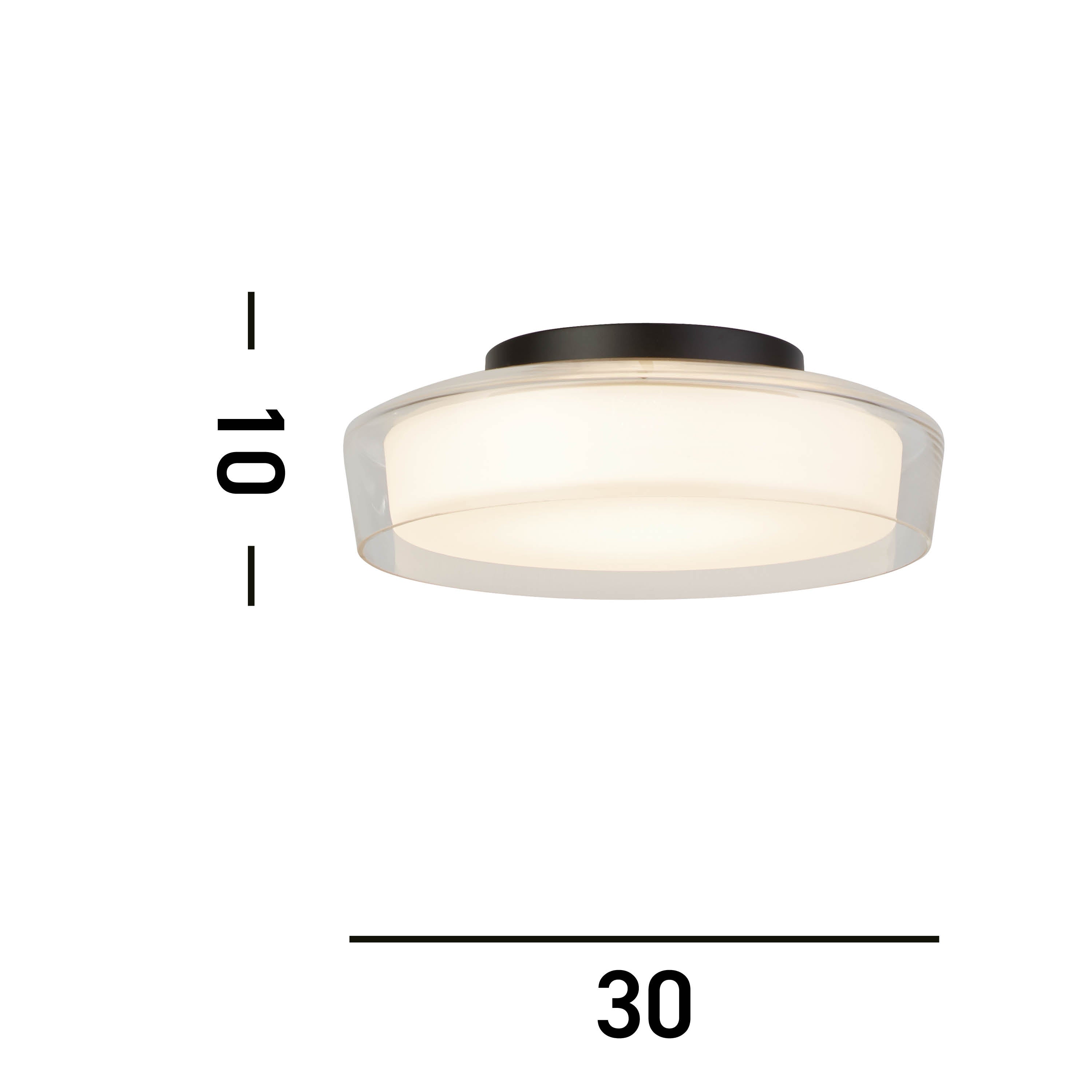 Searchlight Posh Flush - Black, Clear & Opal Glass