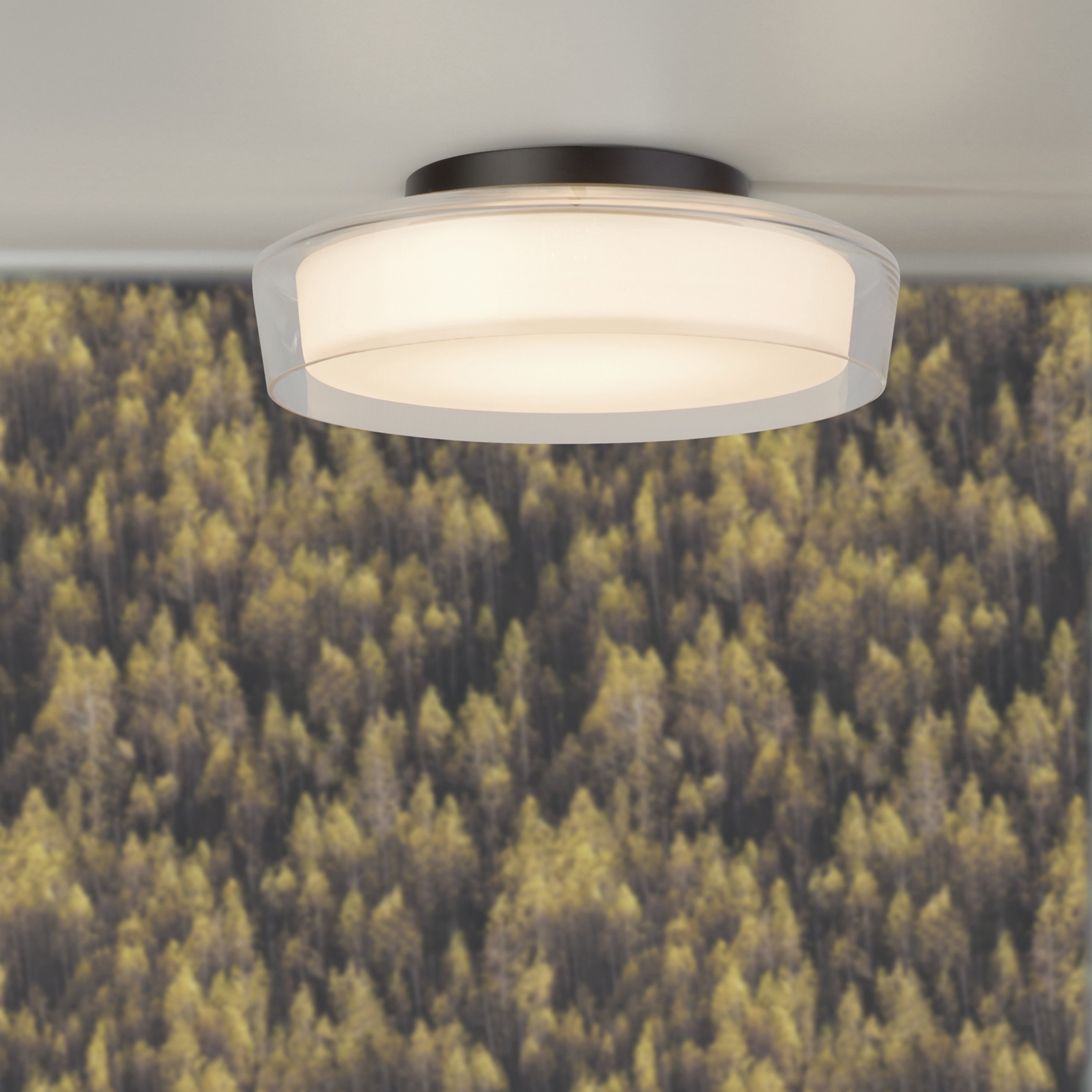 Searchlight Posh Flush - Black, Clear & Opal Glass