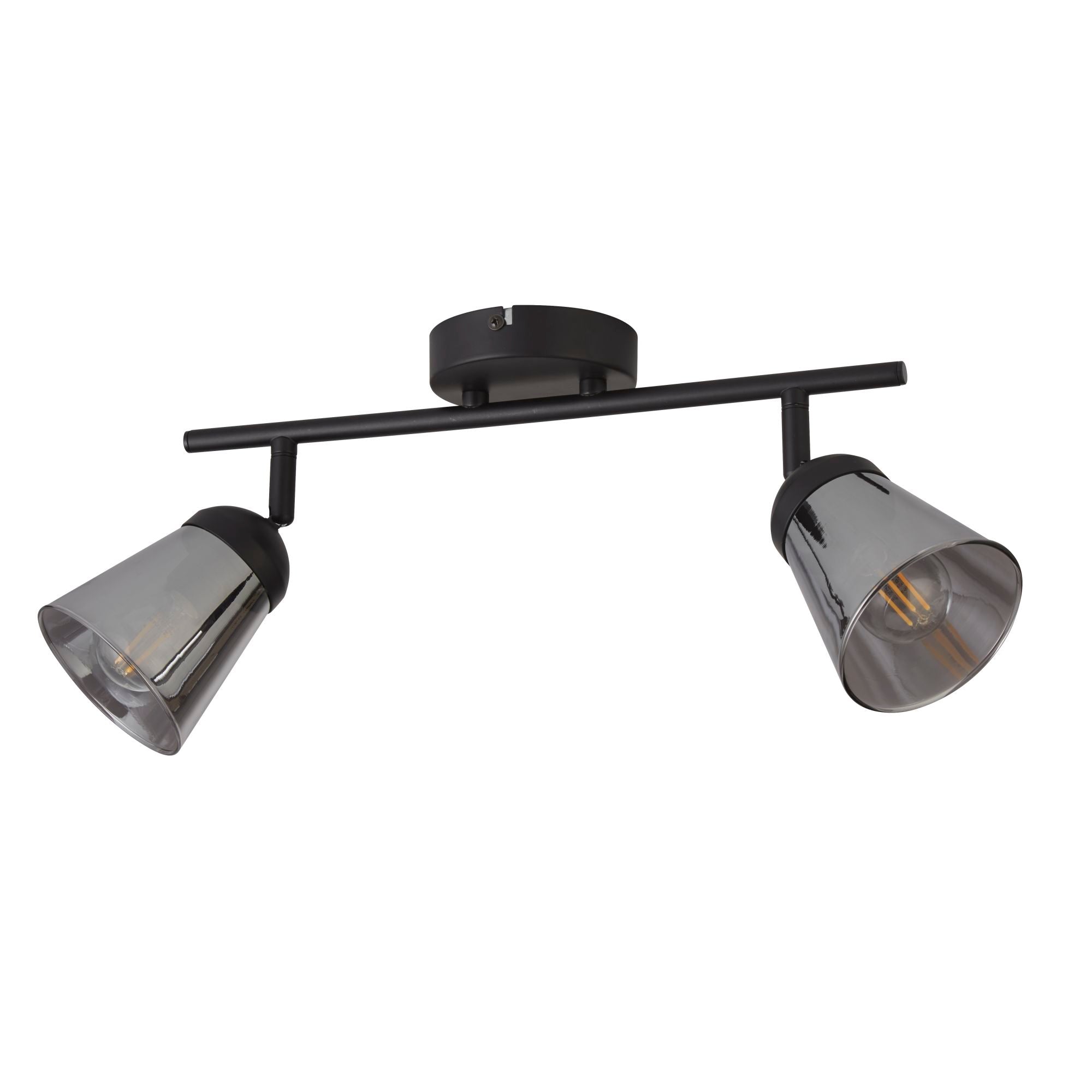 Searchlight Martin 2 Light Spotlight - Black Metal With Smoked Glass