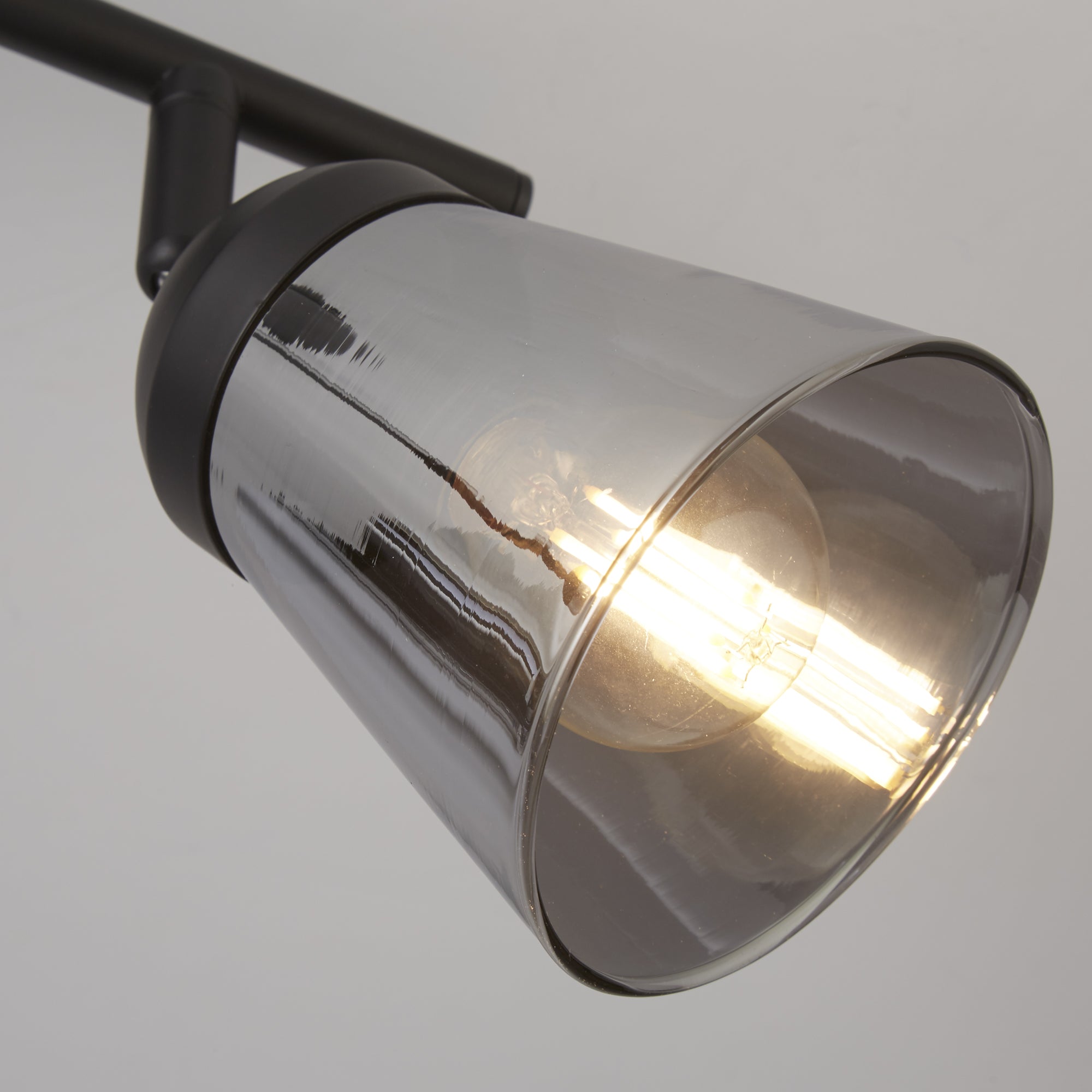 Searchlight Martin 2 Light Spotlight - Black Metal With Smoked Glass