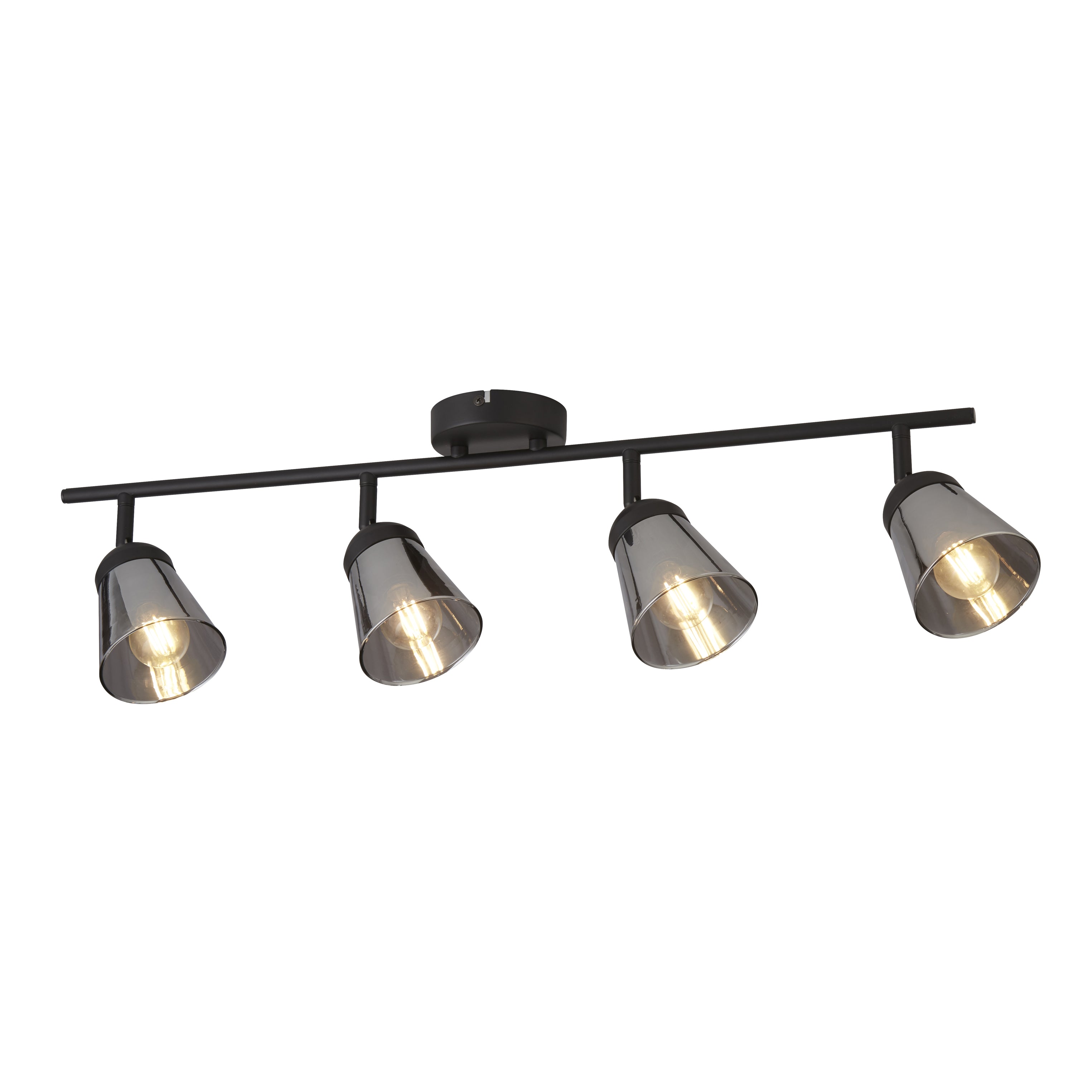 Searchlight Martin 4 Light Bar Spotlight - Black Metal With Smoked Glass