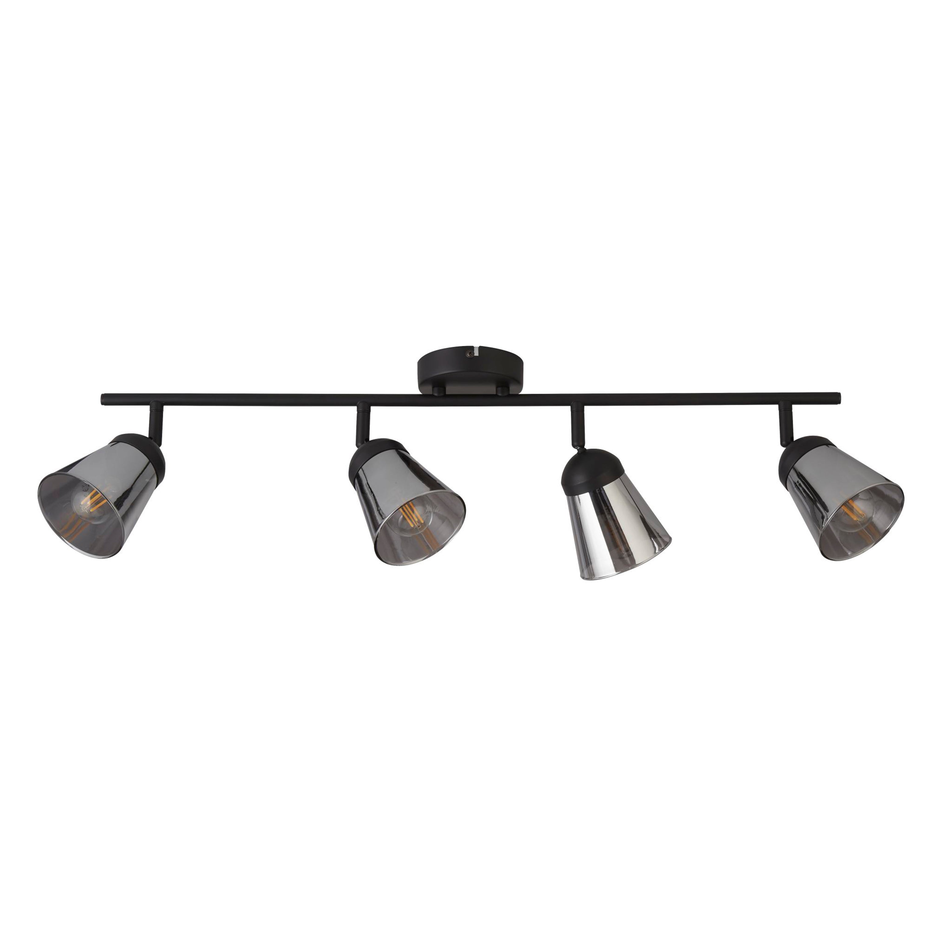 Searchlight Martin 4 Light Bar Spotlight - Black Metal With Smoked Glass