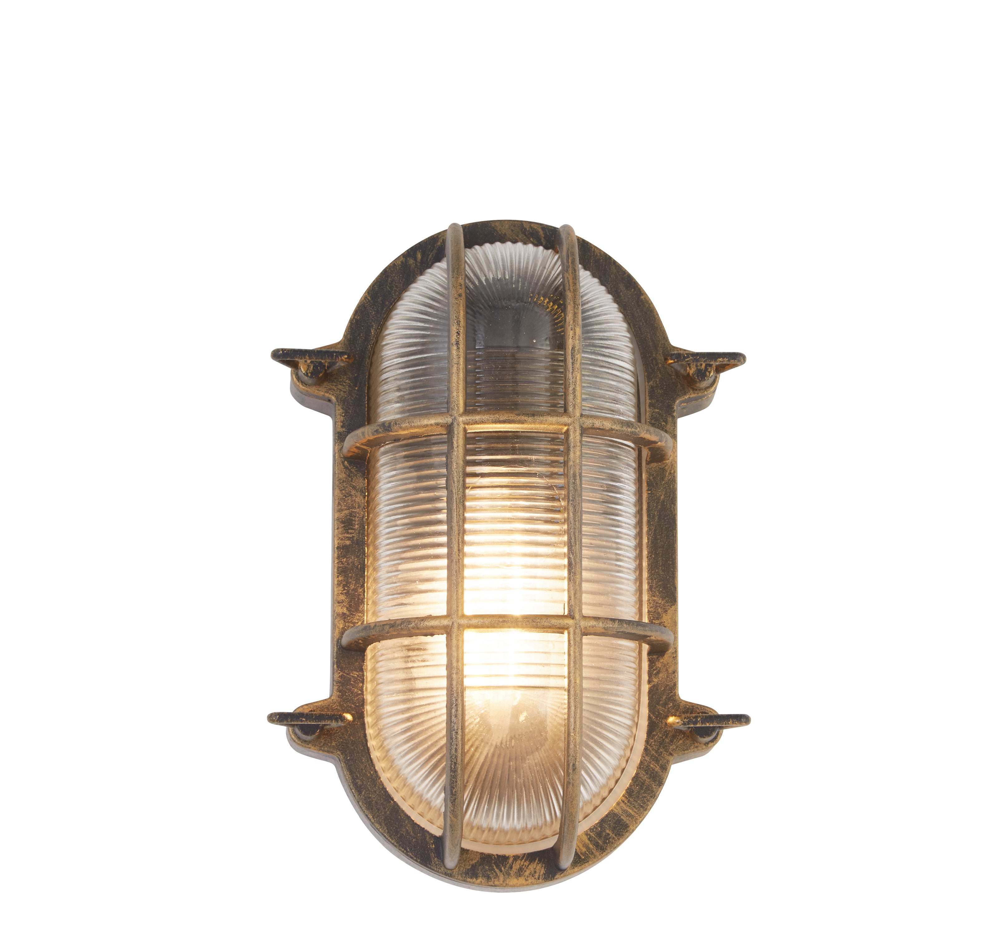 Searchlight Browside IP44 Outdoor Light - Oval - Black Gold Aluminium