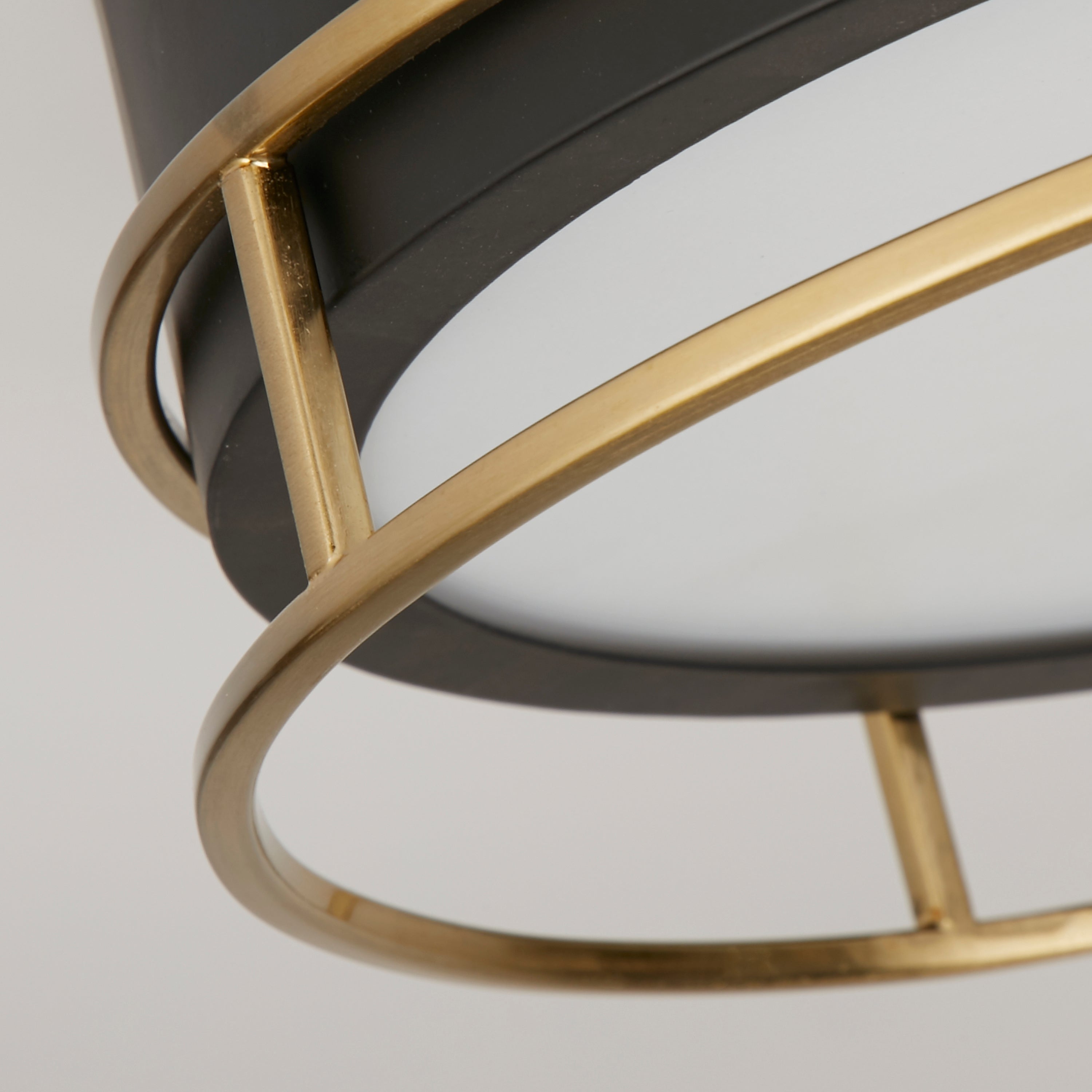 Searchlight Peel 2 Light Flush - Black, Brass & Frosted Glass