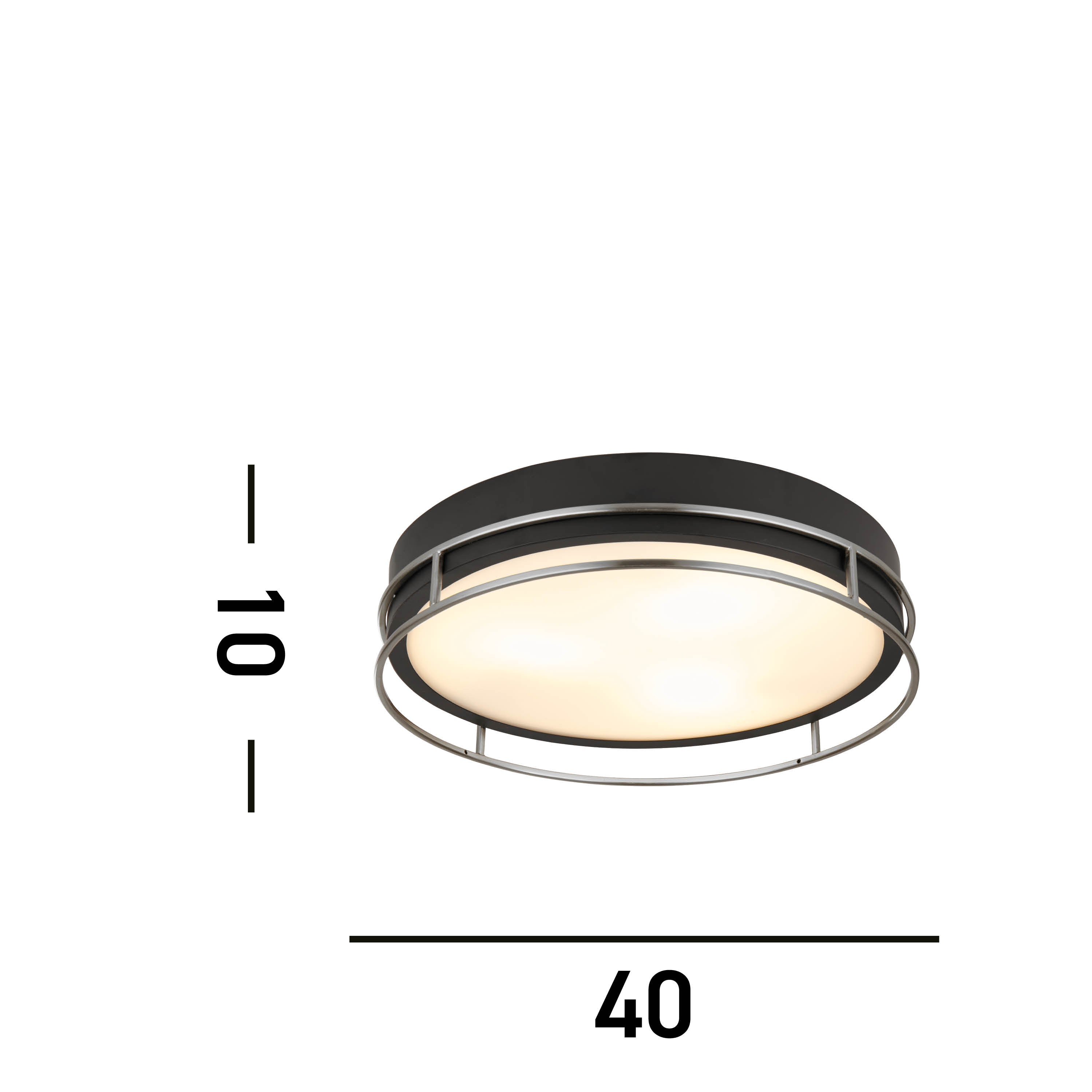 Searchlight Peel 3 Light Flush - Black, Chrome & Frosted Glass