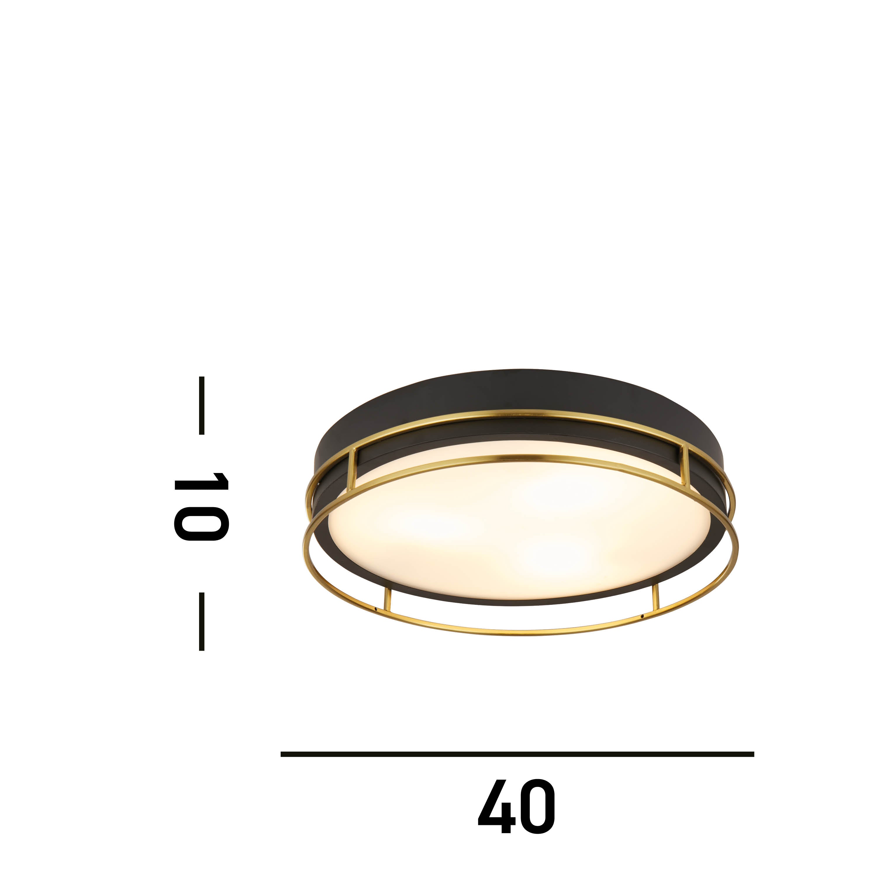 Searchlight Peel 3 Light Flush - Black, Brass & Frosted Glass