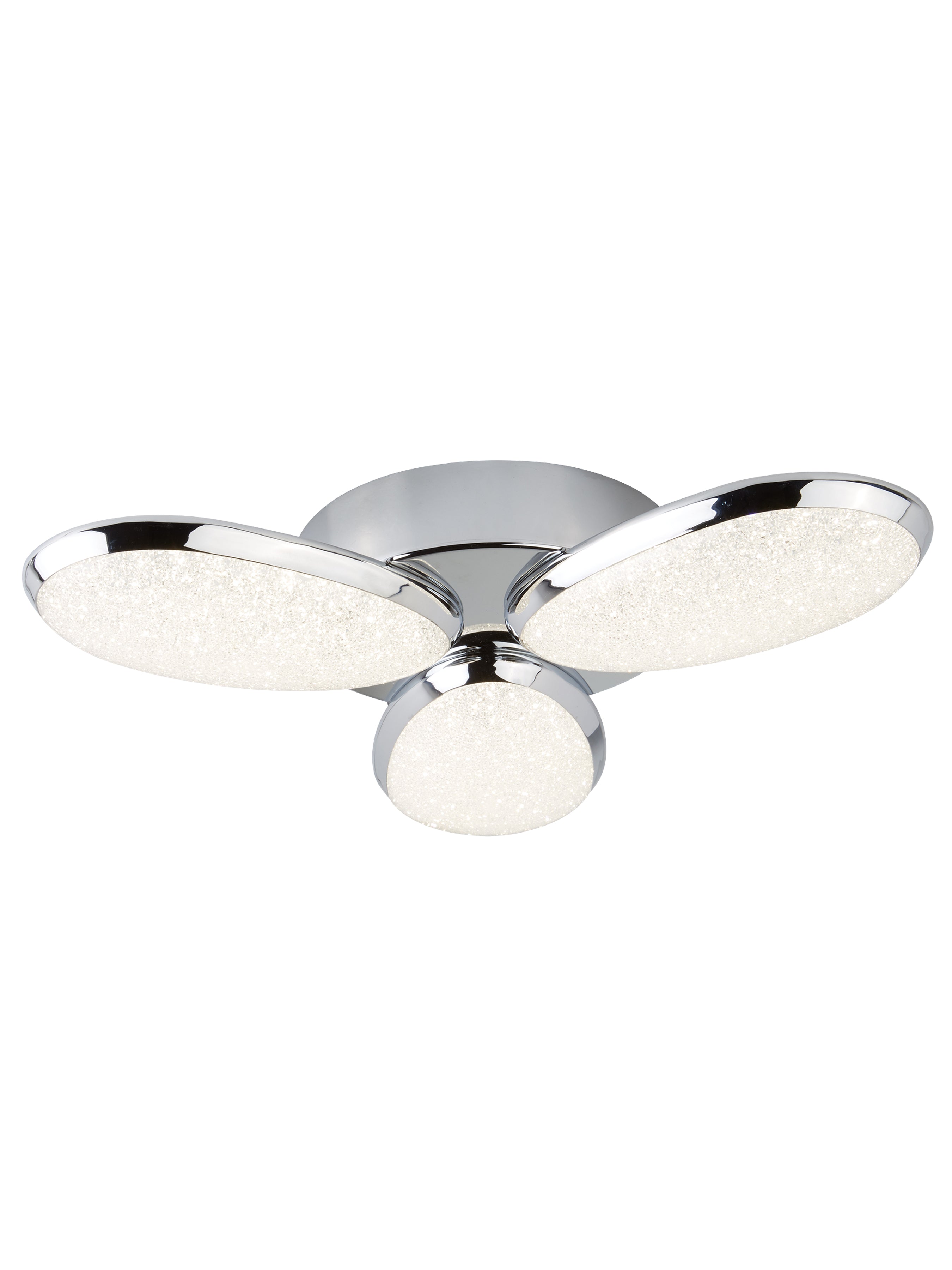 Searchlight Lavan LED 3 Light Flush - Chrome & Crushed Ice Effect Shade
