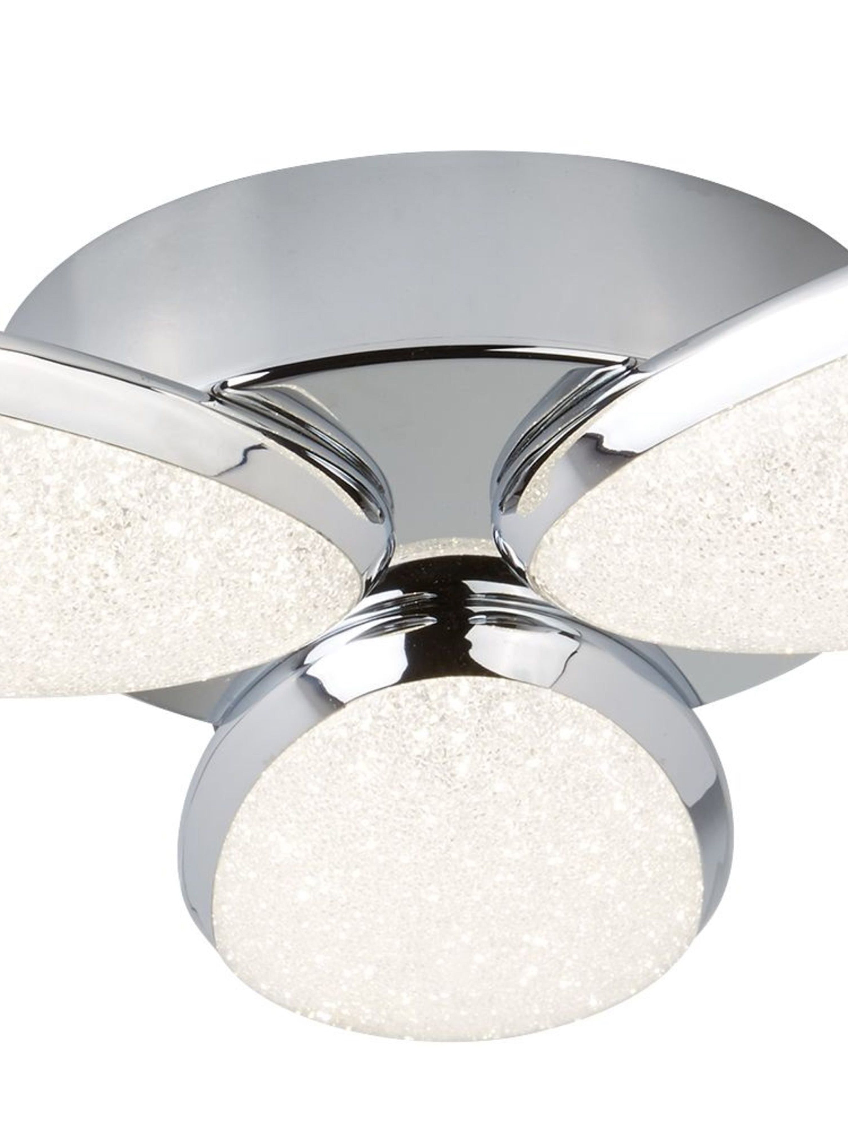 Searchlight Lavan LED 3 Light Flush - Chrome & Crushed Ice Effect Shade