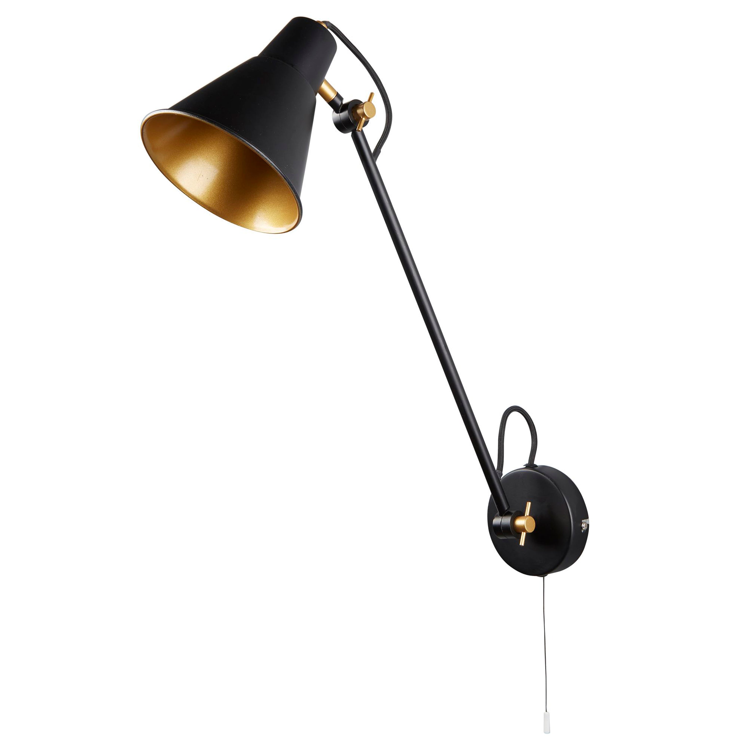 Searchlight Abram Adjustable Wall Bracket Single - Matt Black & Gold