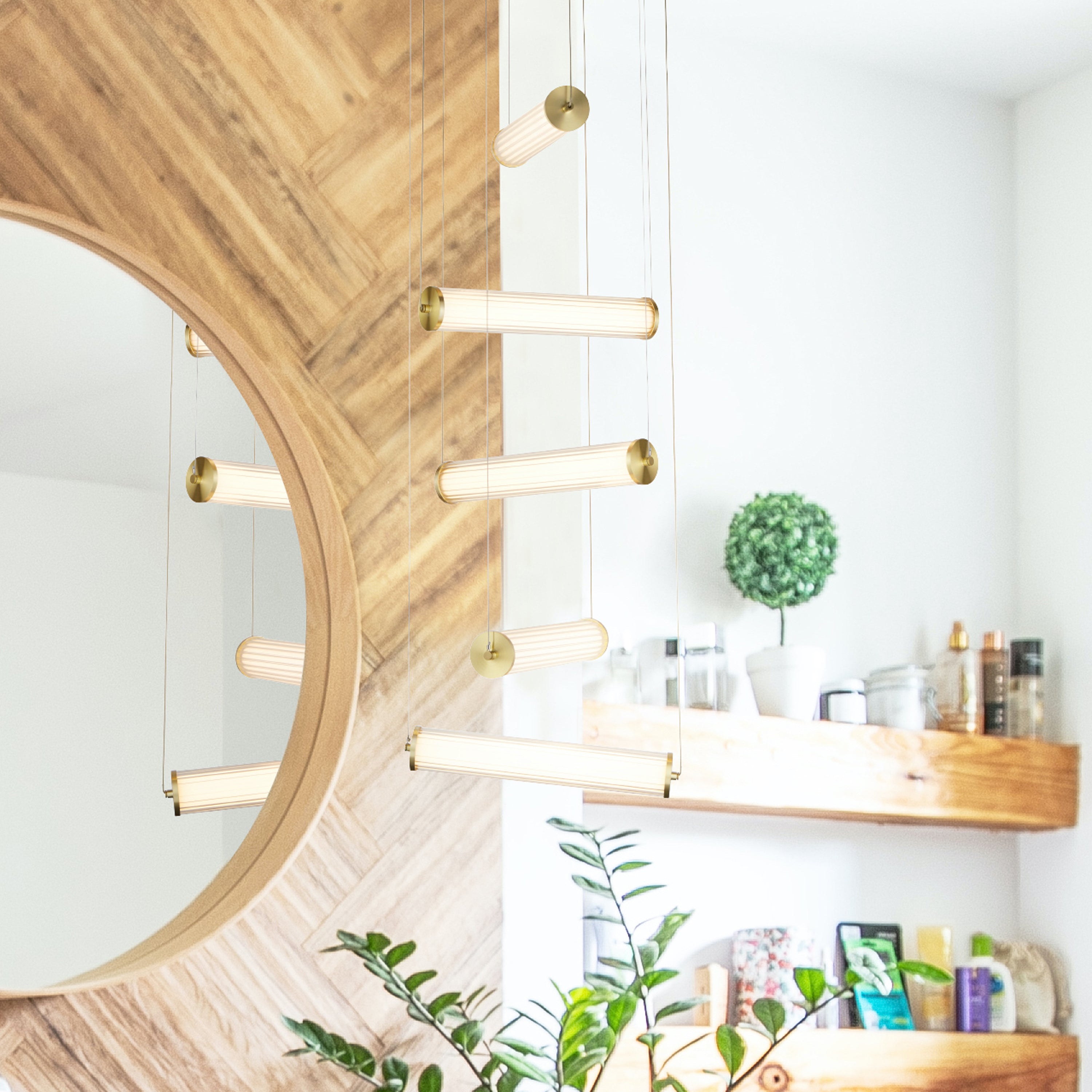 Searchlight Carisbrooke 5 Light LED Multi-drop Pendant - Gold