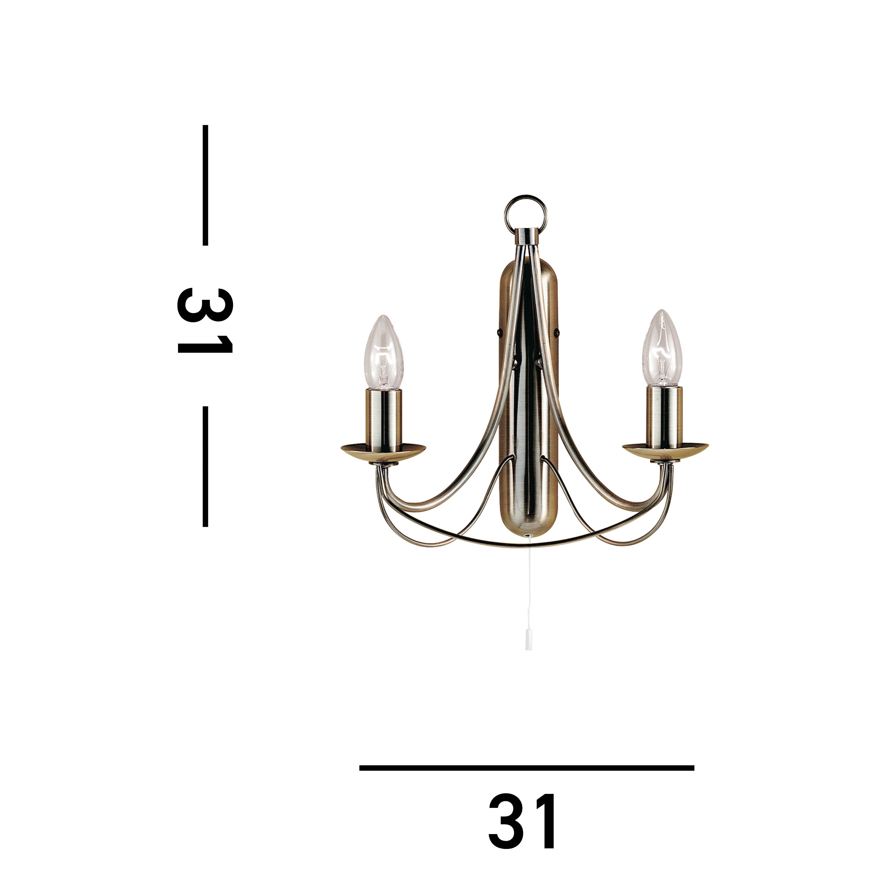 Searchlight Marsh Antique Brass 2 Light Wall Bracket, Birdcage Design, Switched