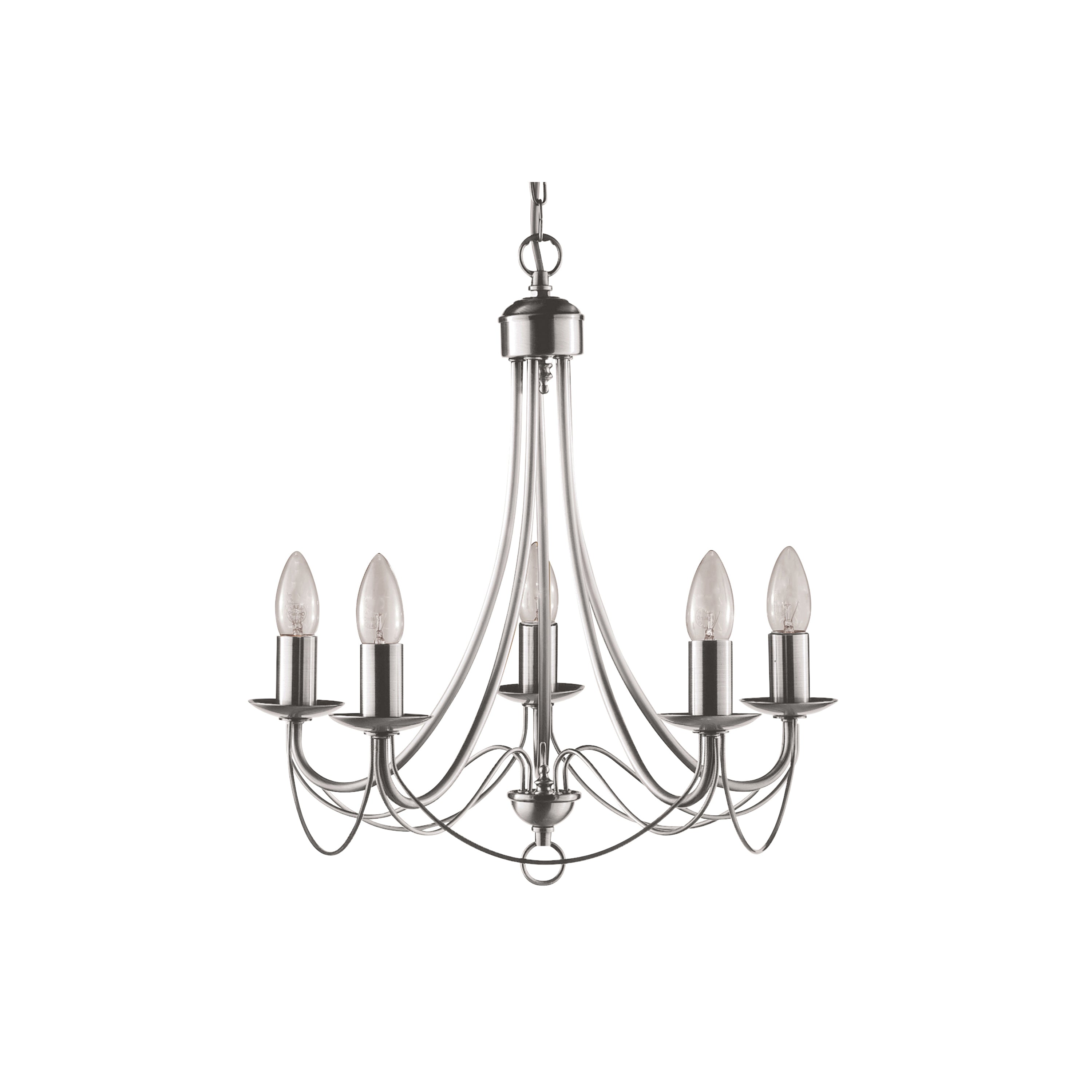 Searchlight Marsh Satin Silver 5 Light Multi-arm Fitting, Birdcage Design