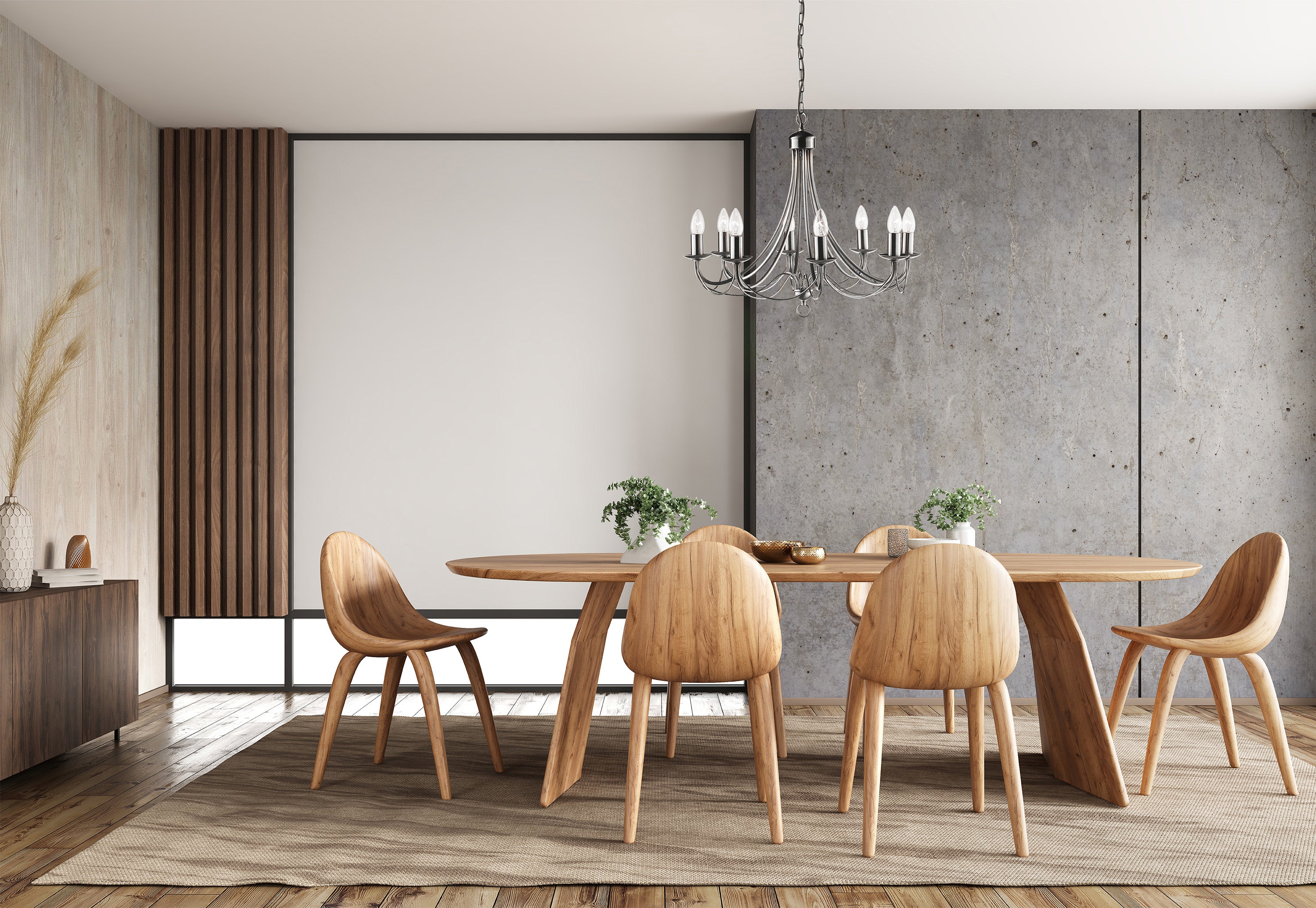 Searchlight Marsh Satin Silver 8 Light Multi-arm Fitting, Birdcage Design