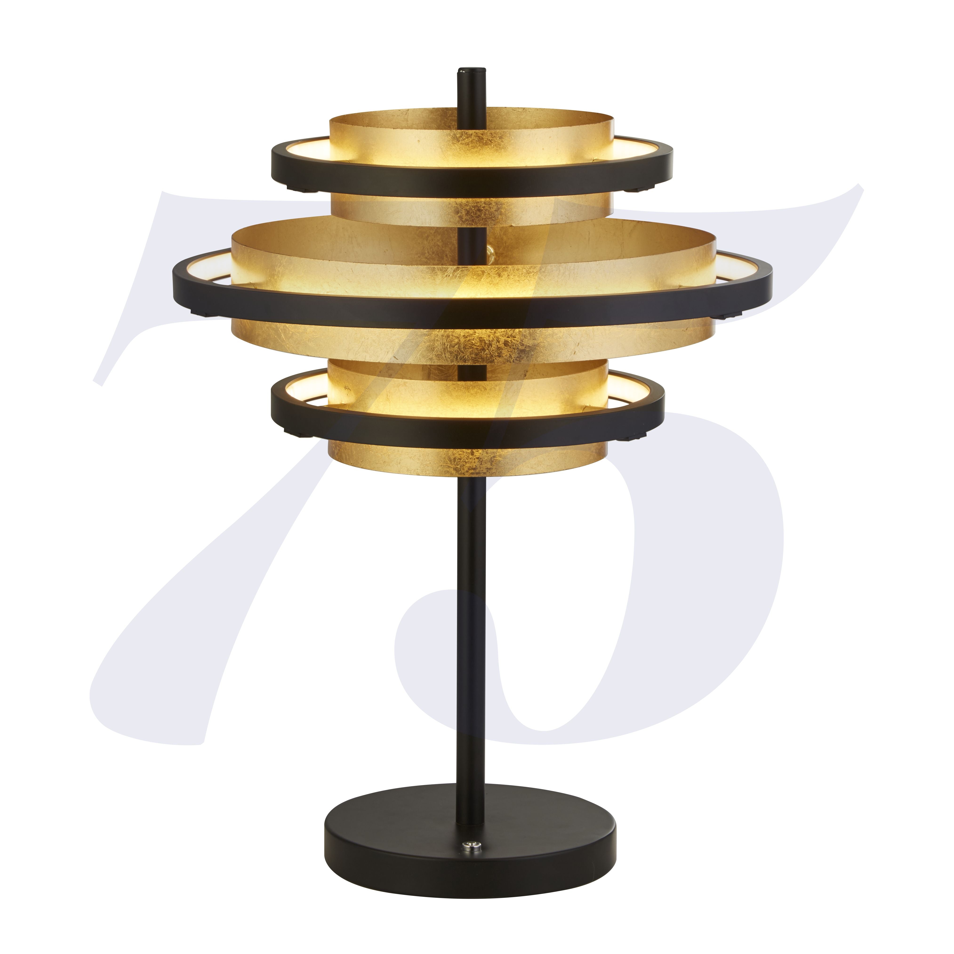 Searchlight Hankin 3 Light LED Table Lamp - Black & Gold Leaf