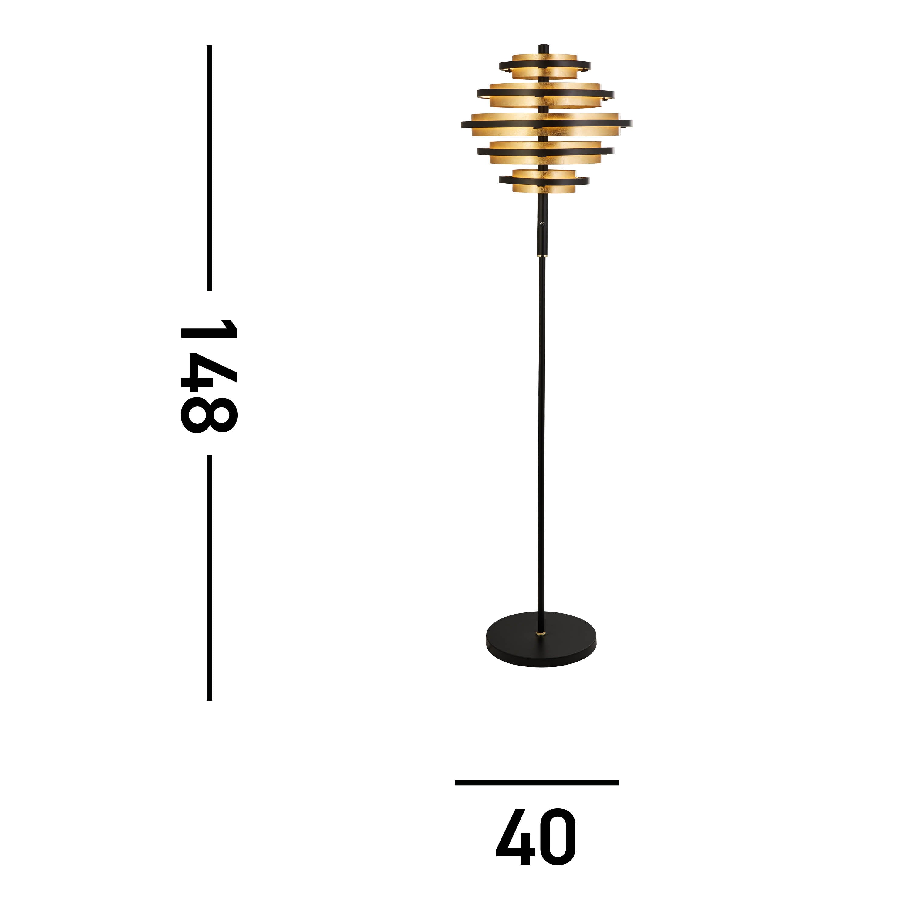 Searchlight Hankin 5 Light LED Floor Lamp - Black & Gold Leaf