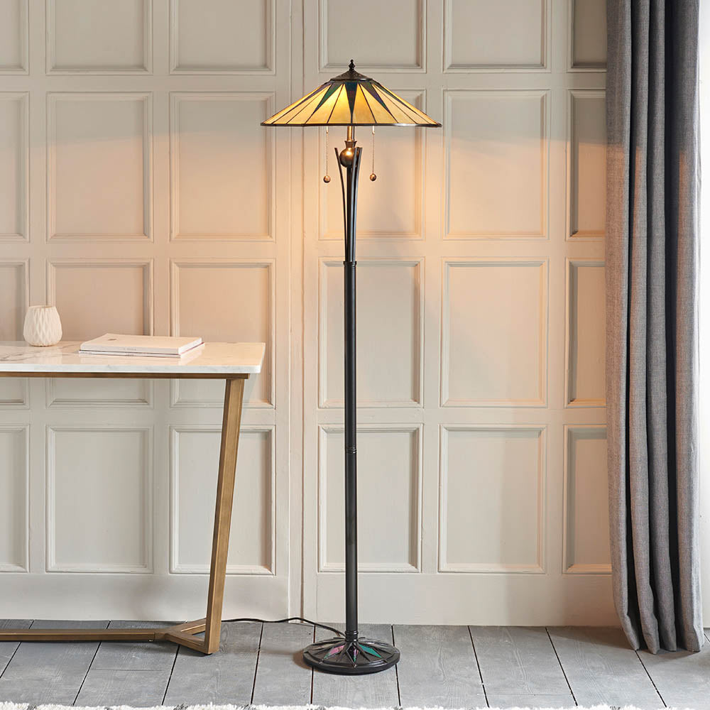 Interiors 1900 Dark Star Floor Lamp -Handcrafted Tiffany Style Glass