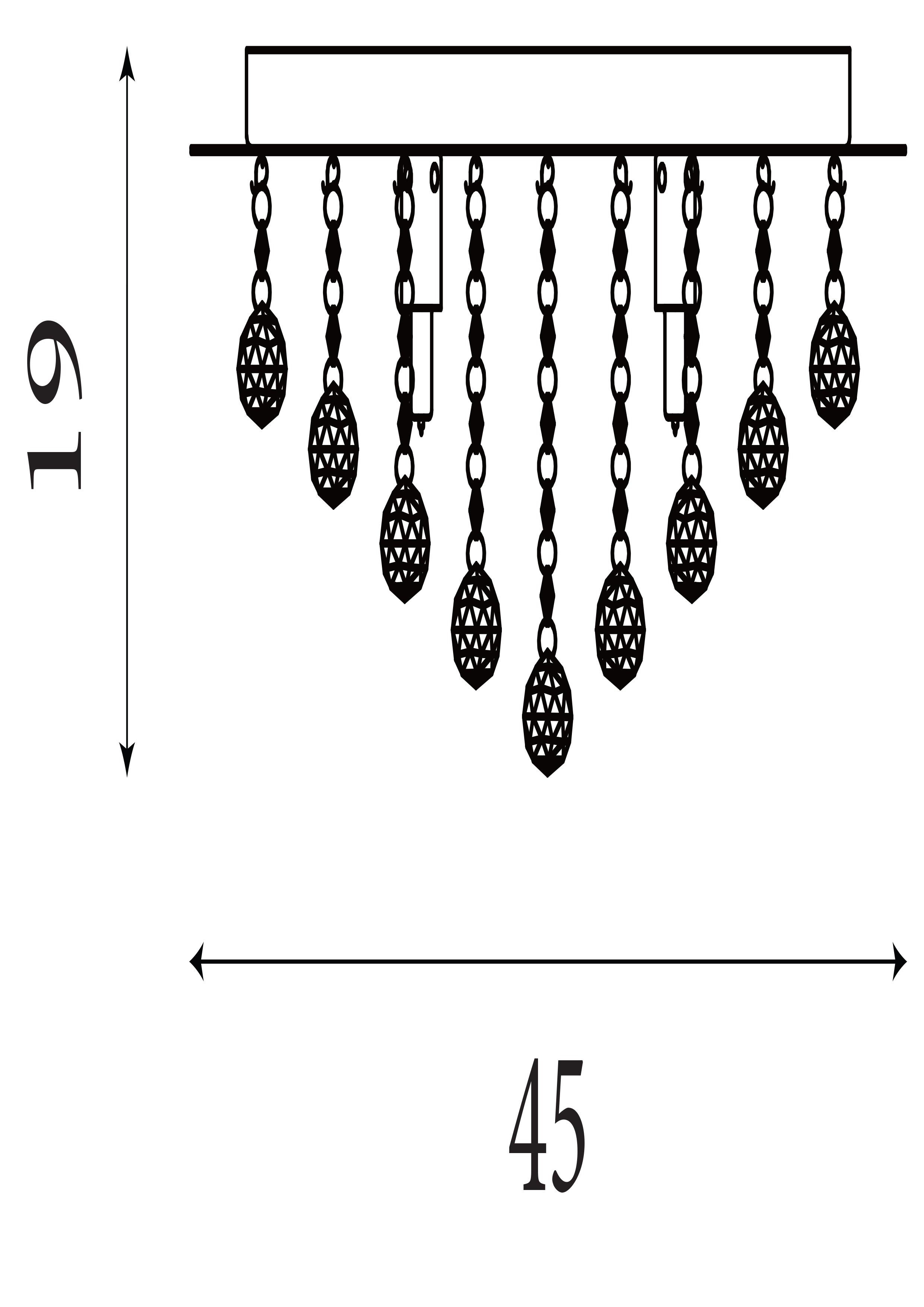 Searchlight Hampstead Chrome 6 Light Square Semi-Flush With Clear Facetted Crystal Balls
