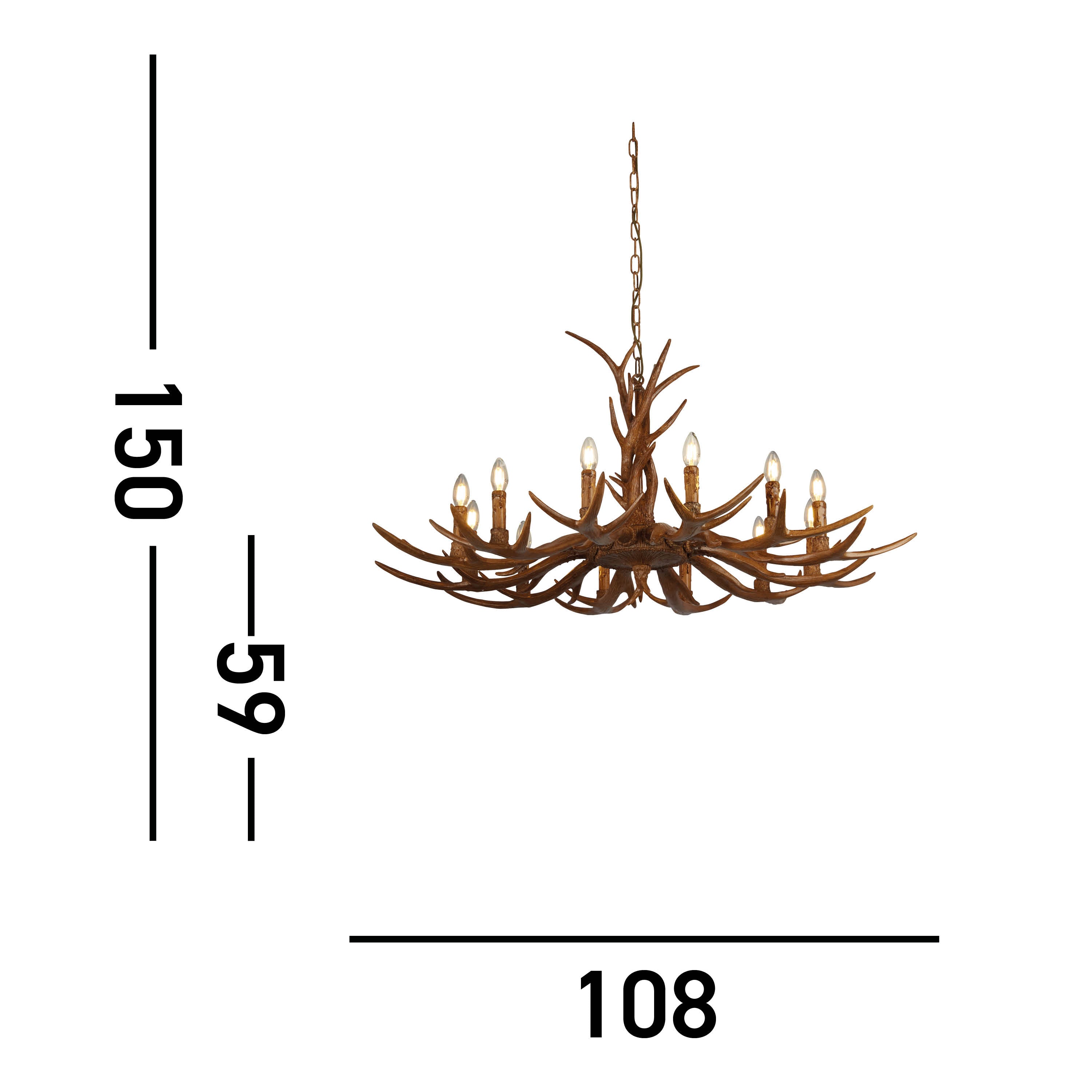 Searchlight Squires 12 Light Pendant - Brown Resin