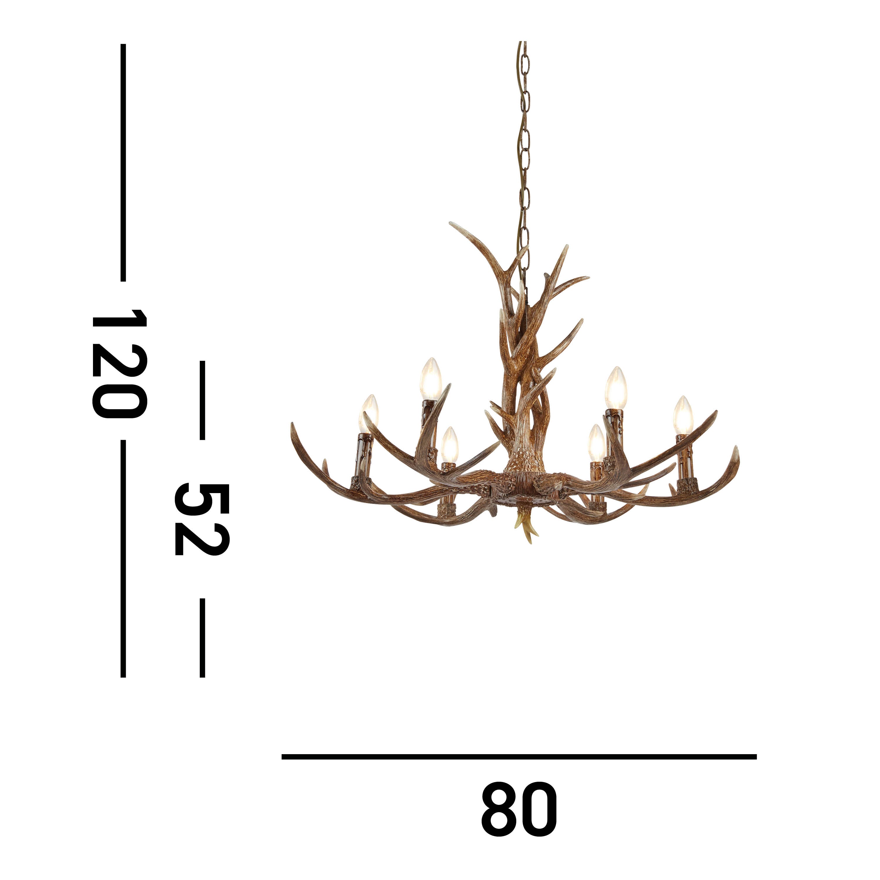 Searchlight Abercromby 6 Light Stag Ceiling Fitting - Rustic Brown Resin Finish