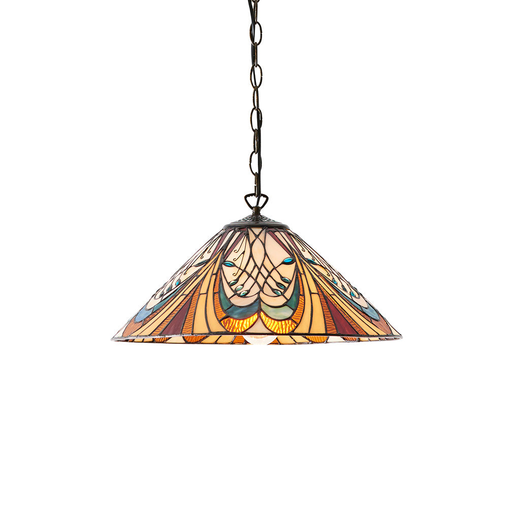 Interiors 1900 Hector Medium Pendant - Handcrafted Tiffany Style Glass