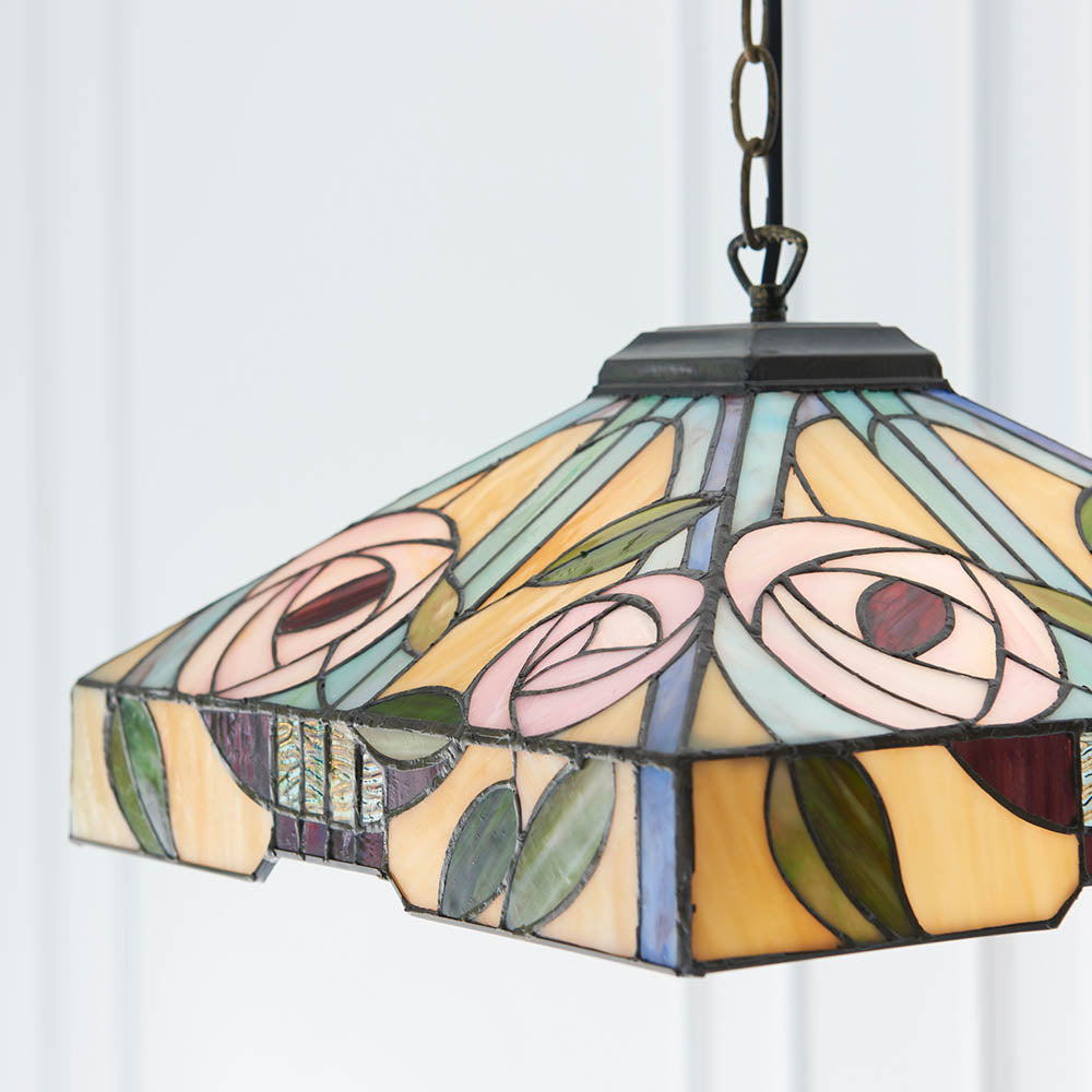 Interiors 1900 Willow Medium Pendant - Handcrafted Tiffany Style Glass