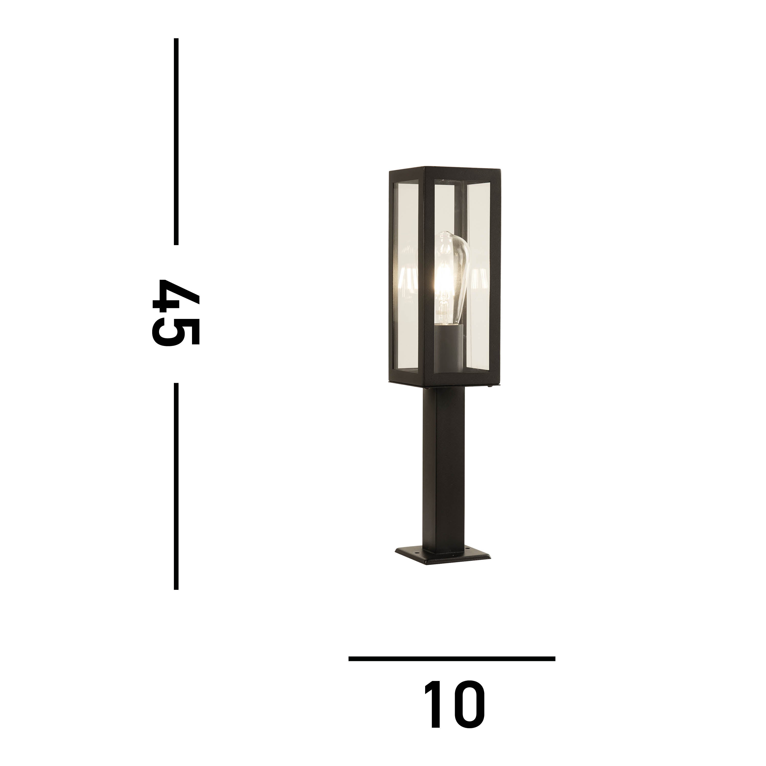 Searchlight Byron 450mm Outdoor Post - Black & Clear Glass - IP44