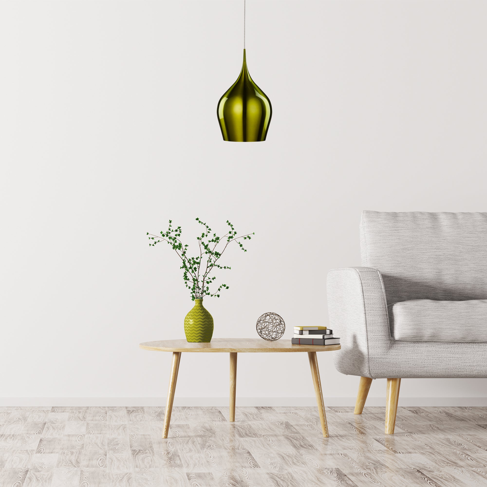 Searchlight Vulcan Single Green Pendant - Diameter 26cm