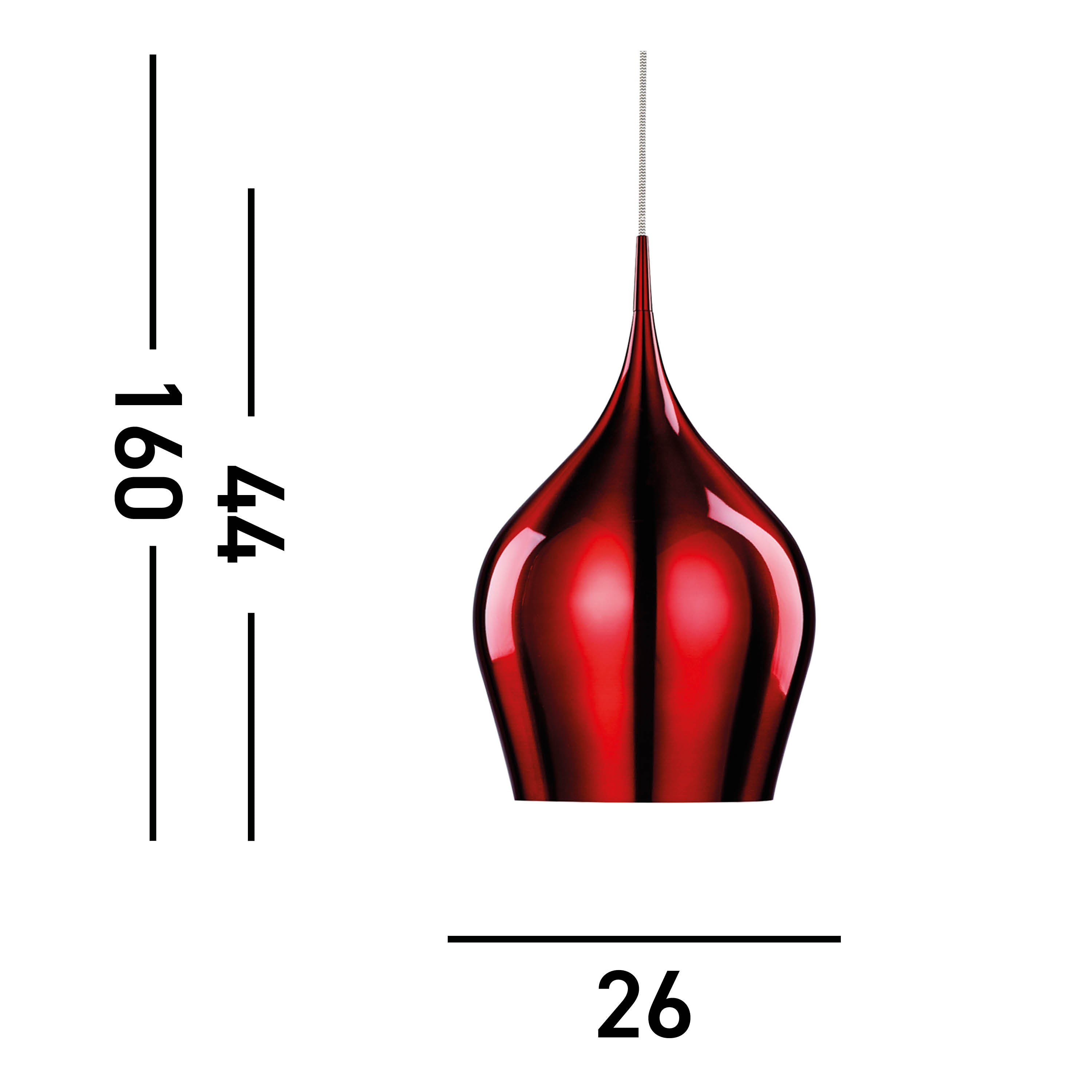 Searchlight Vulcan Single Red Pendant - Diameter 26cm