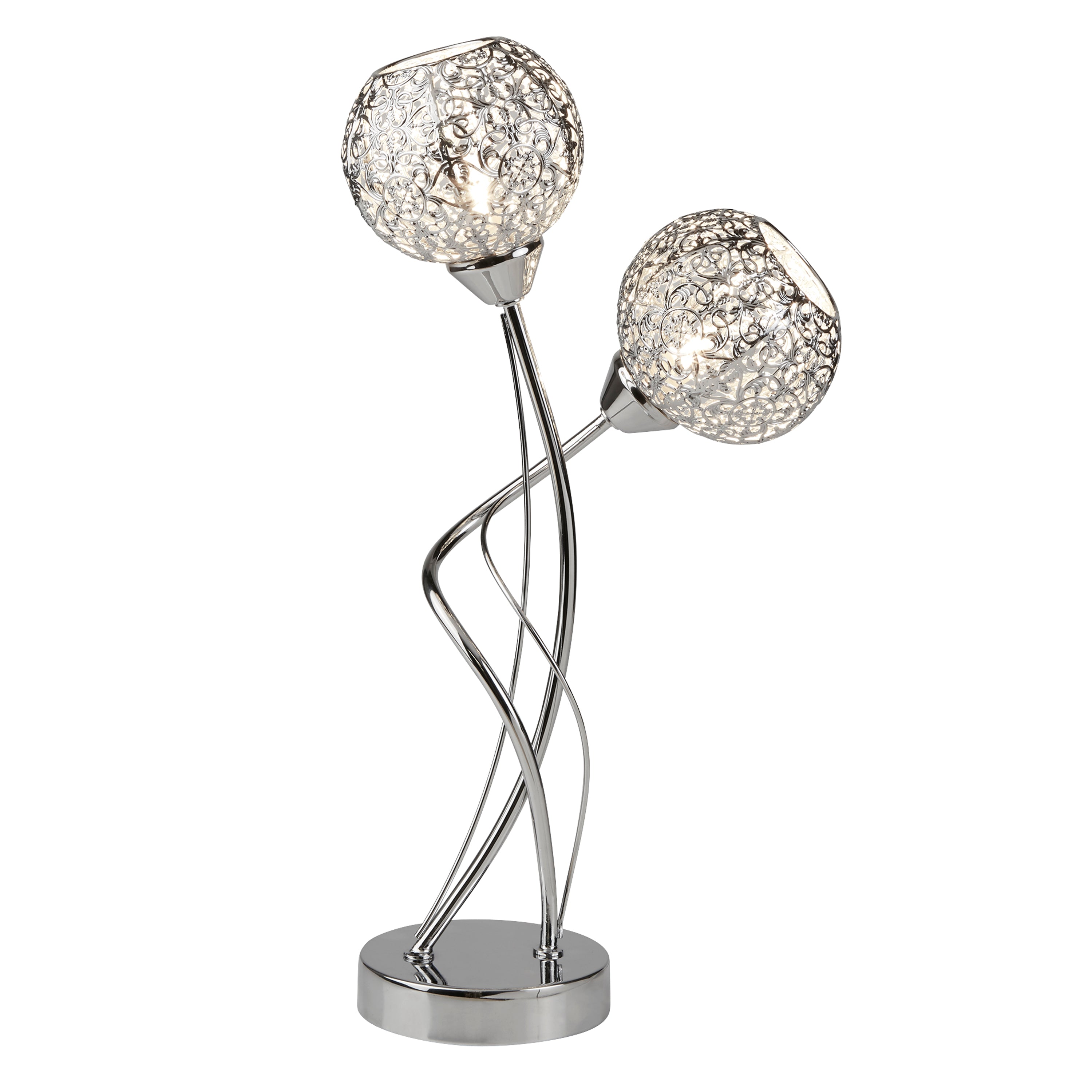 Searchlight Smithdown 2 Light Table Lamp - Chrome & Laser Cut Shades