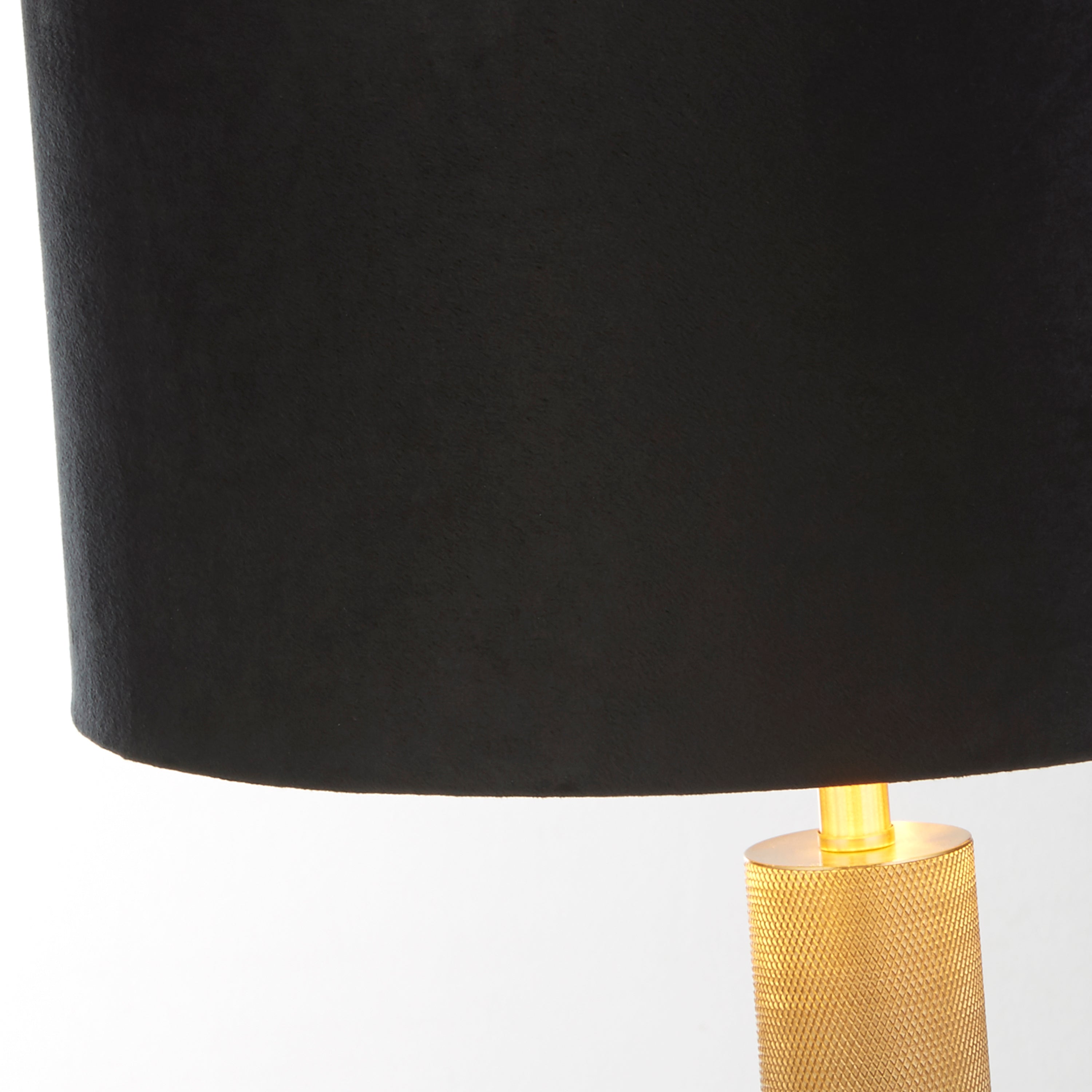 Searchlight Latimer Table Lamp - Knurled Brass & Black Velvet Shade