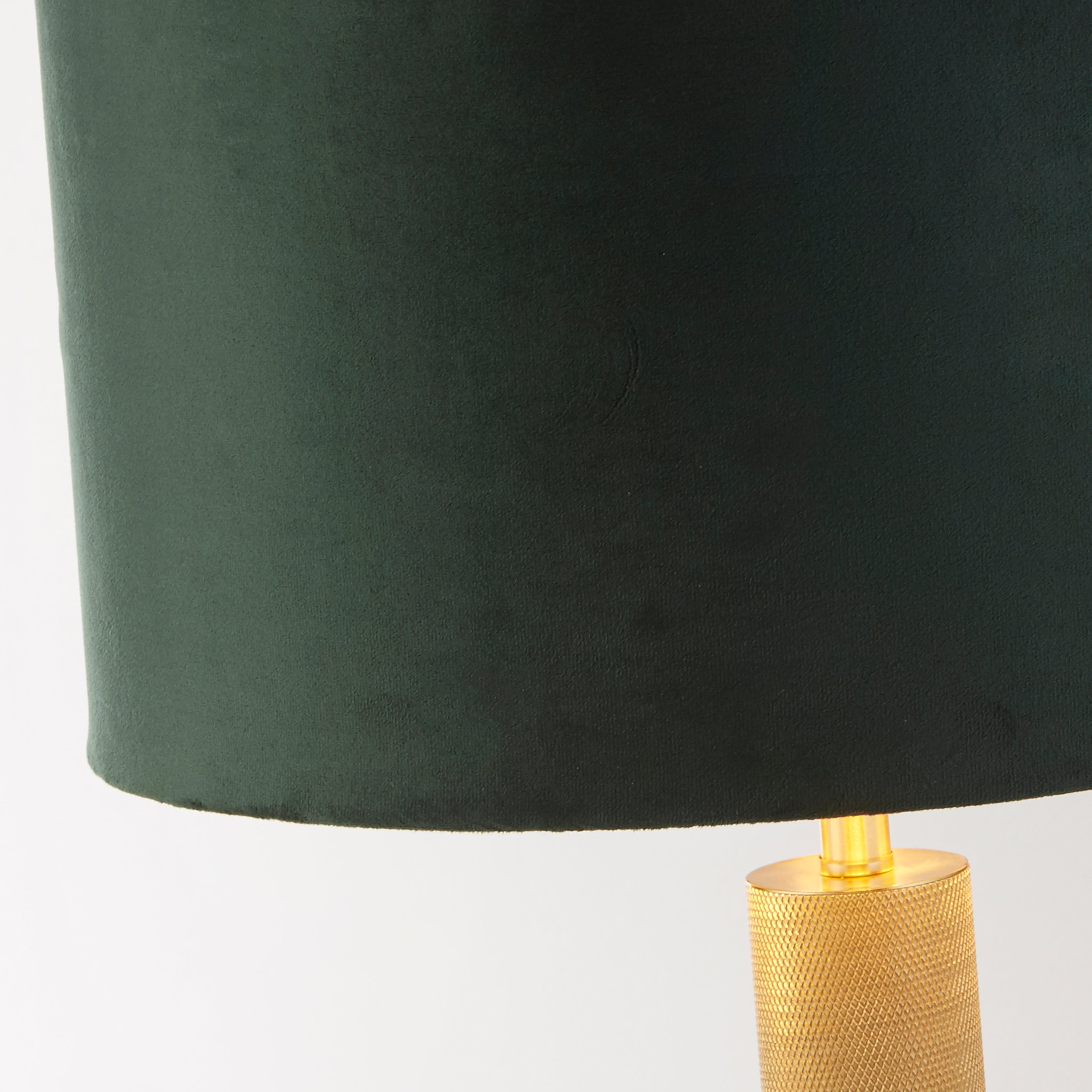 Searchlight Latimer Table Lamp - Knurled Brass & Green Velvet Shade