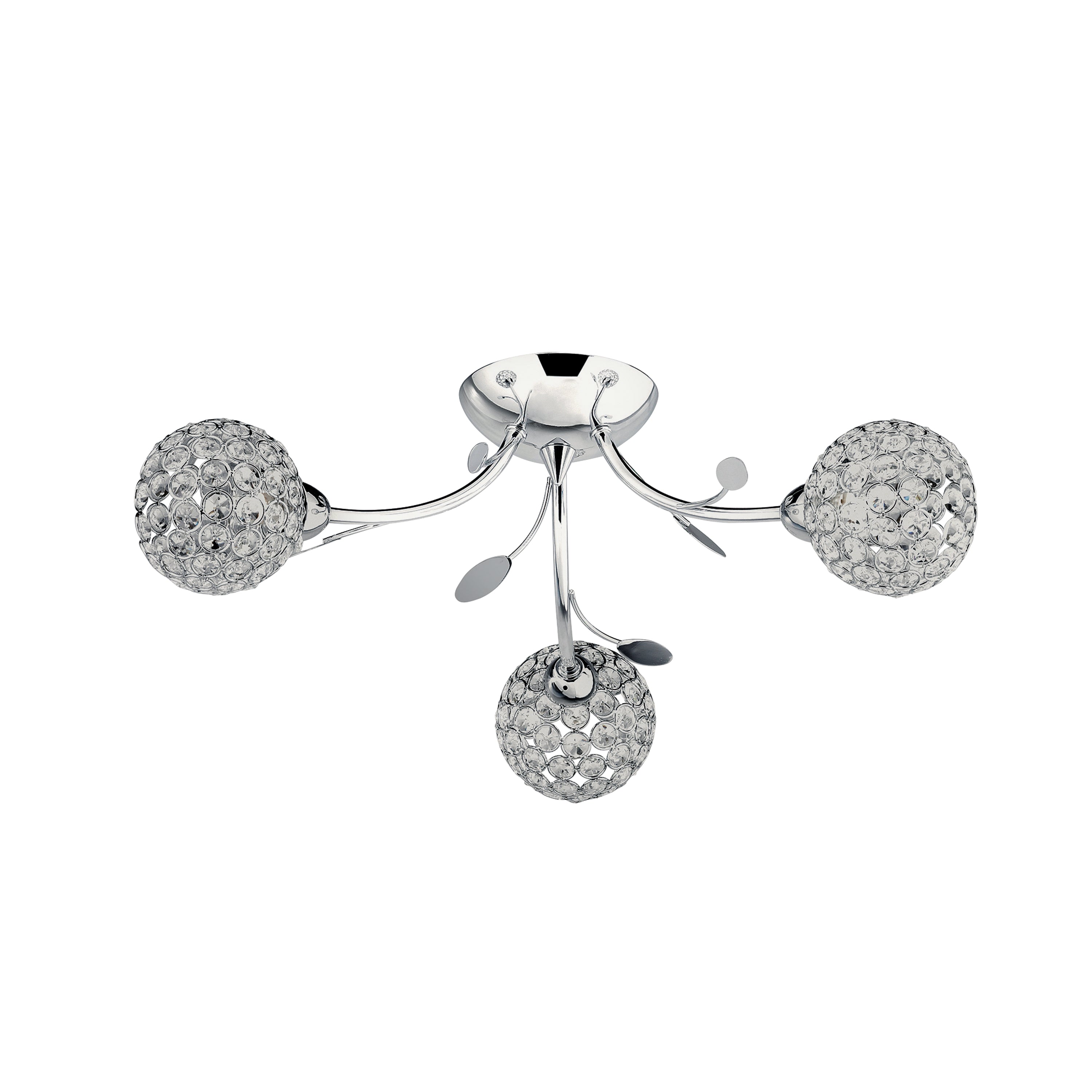 Searchlight Bay II 3 Light Ceiling Semi-Flush - Chrome & Clear Glass Deco Shade