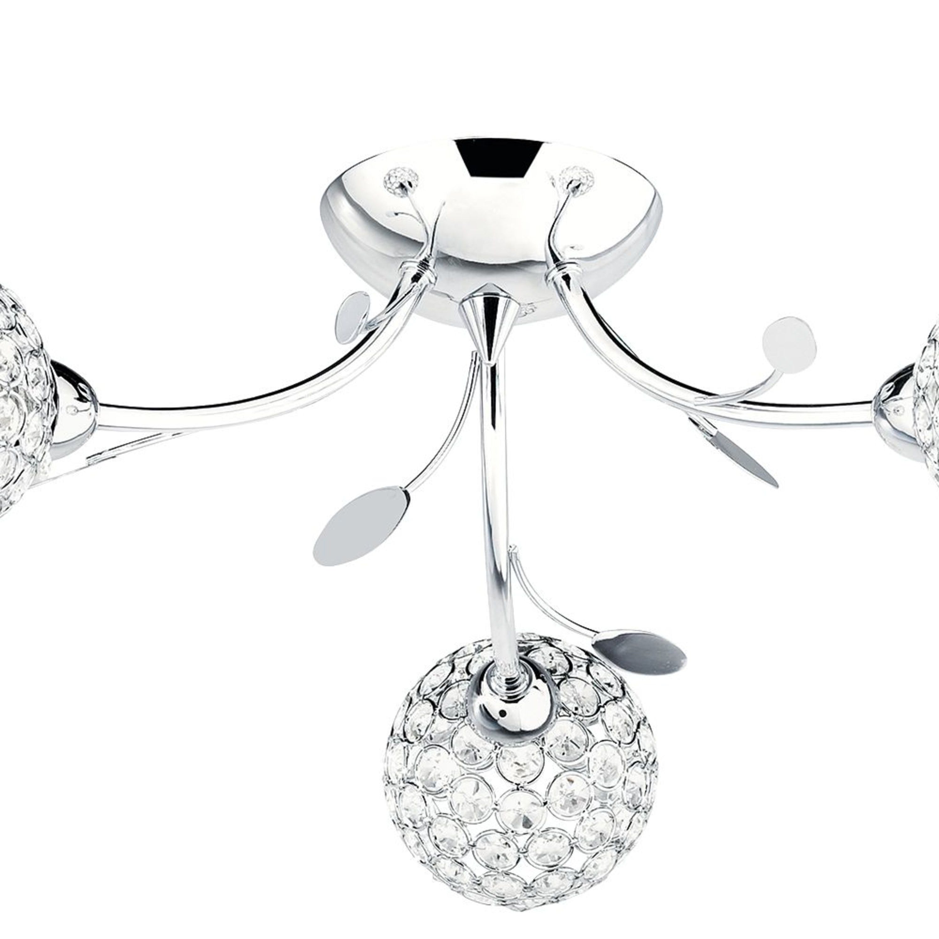 Searchlight Bay II 3 Light Ceiling Semi-Flush - Chrome & Clear Glass Deco Shade