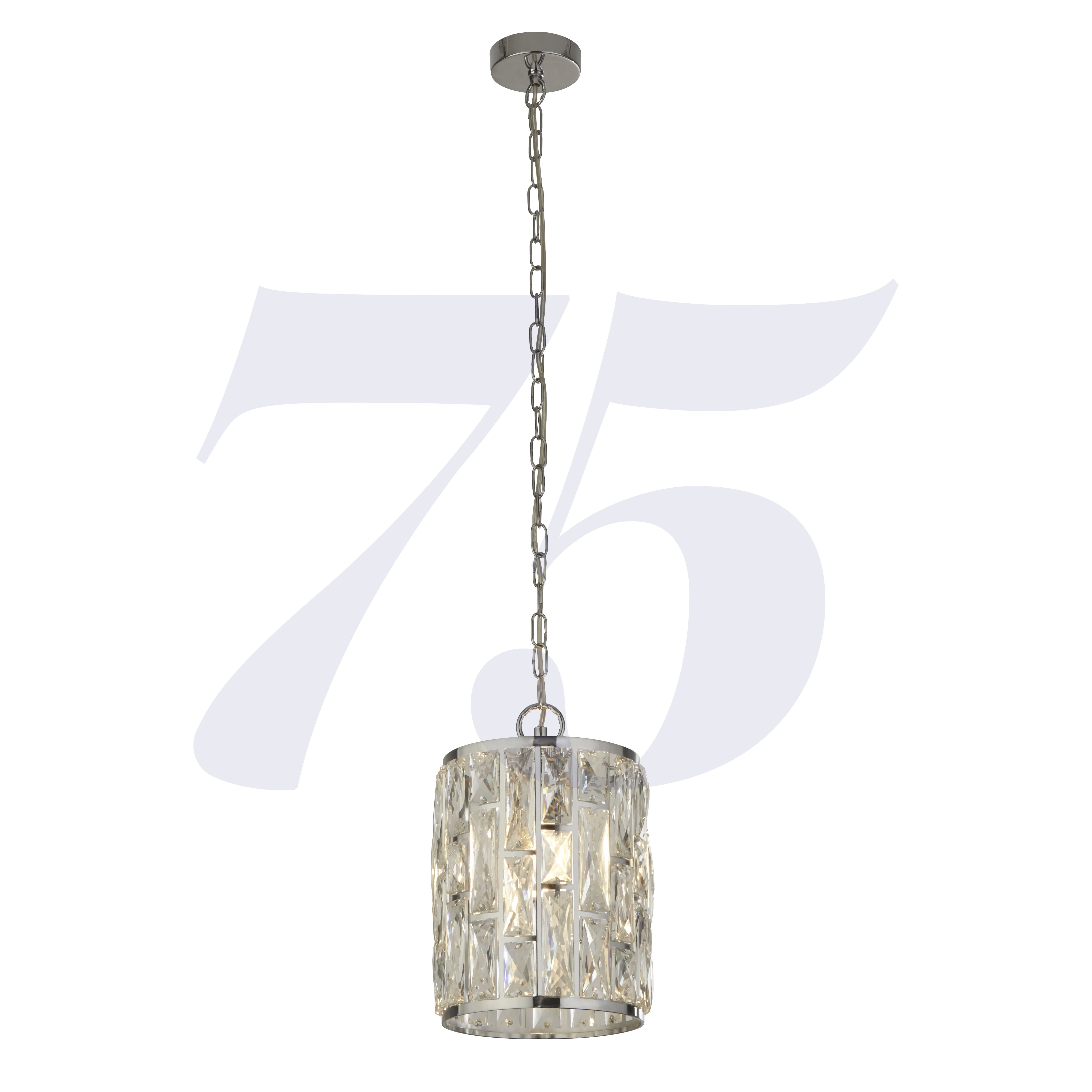 Searchlight Becket Pendant - Chrome & Crystal Glass