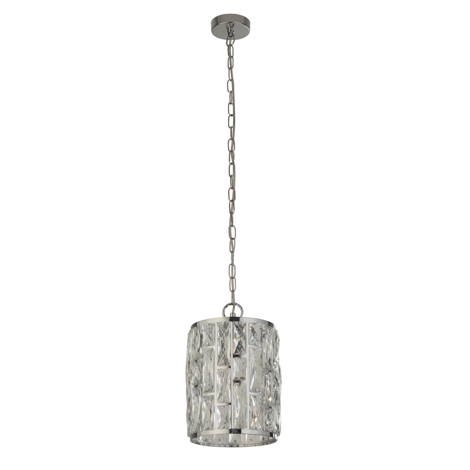 Searchlight Becket Pendant - Chrome & Crystal Glass
