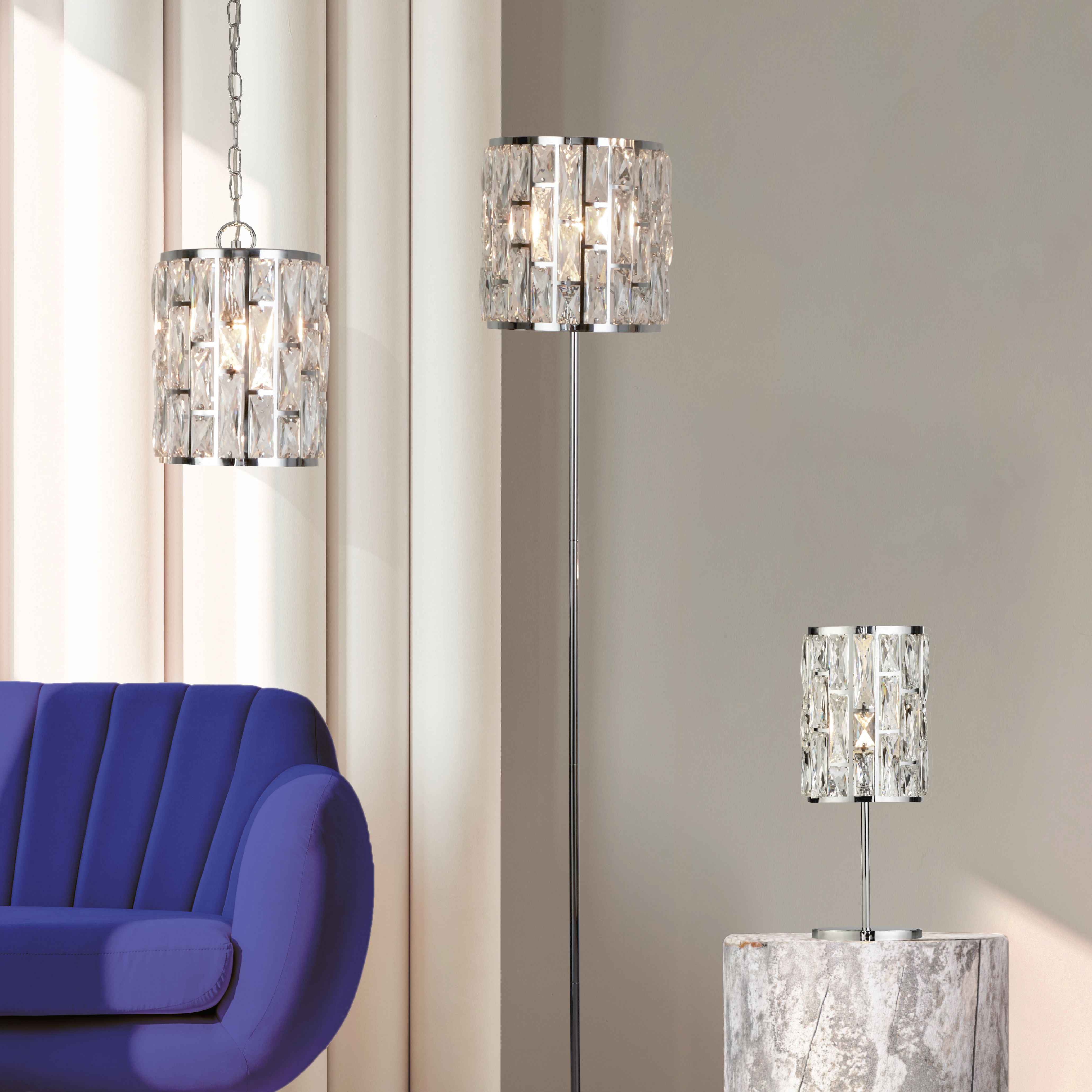Searchlight Becket Pendant - Chrome & Crystal Glass