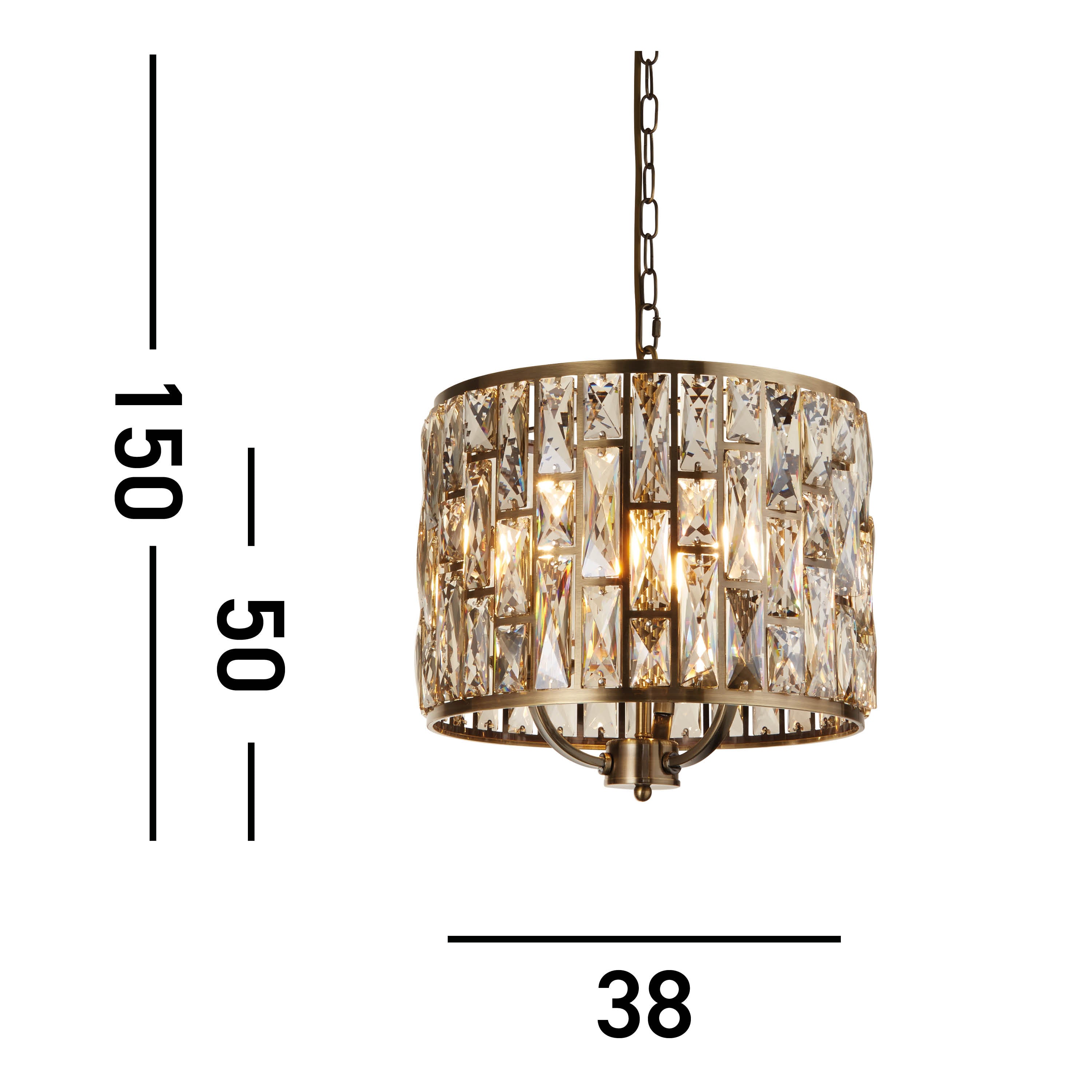 Searchlight Becket 3 Light Pendant - Antique Brass & Champagne Glass