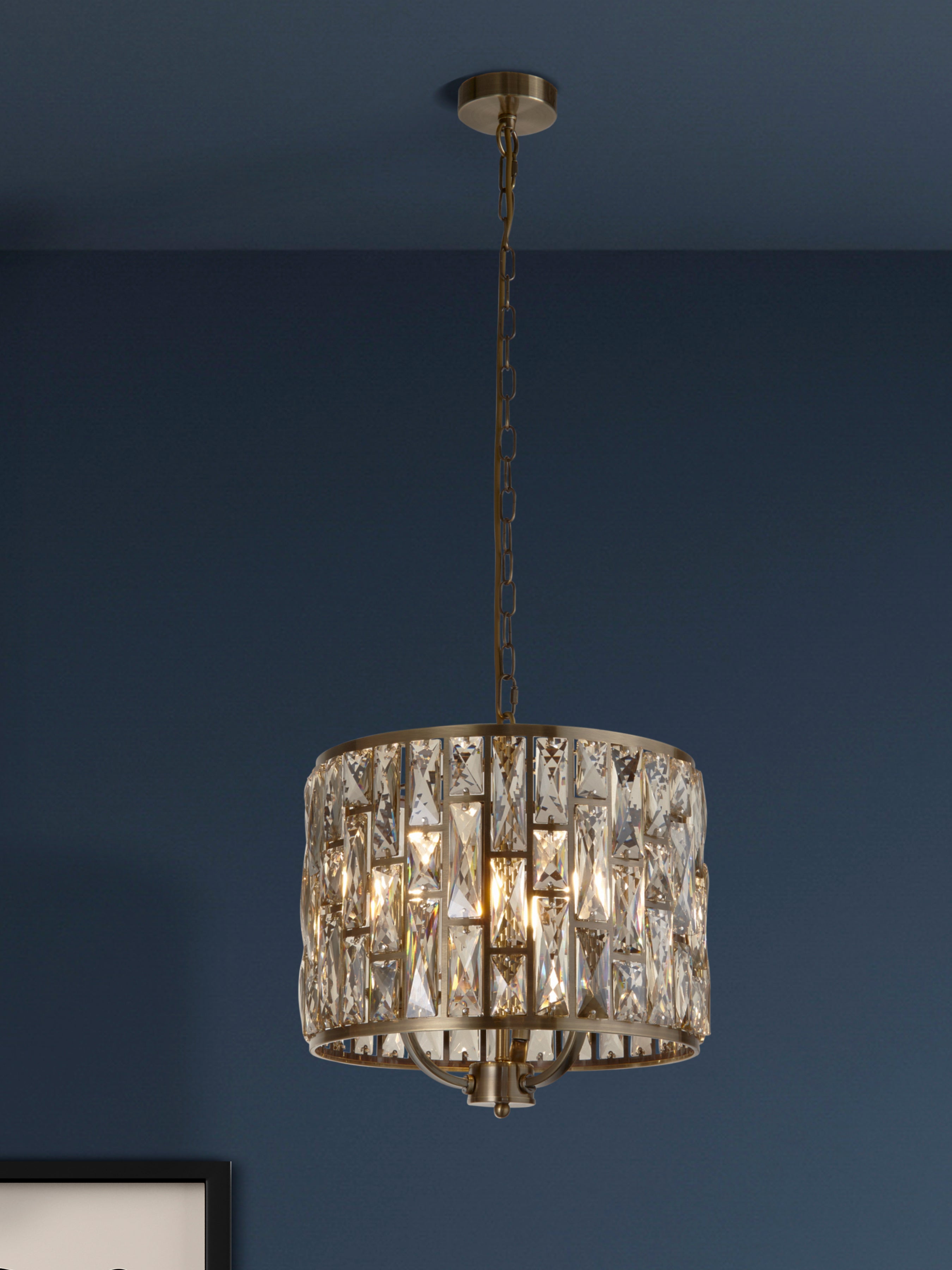 Searchlight Becket 3 Light Pendant - Antique Brass & Champagne Glass