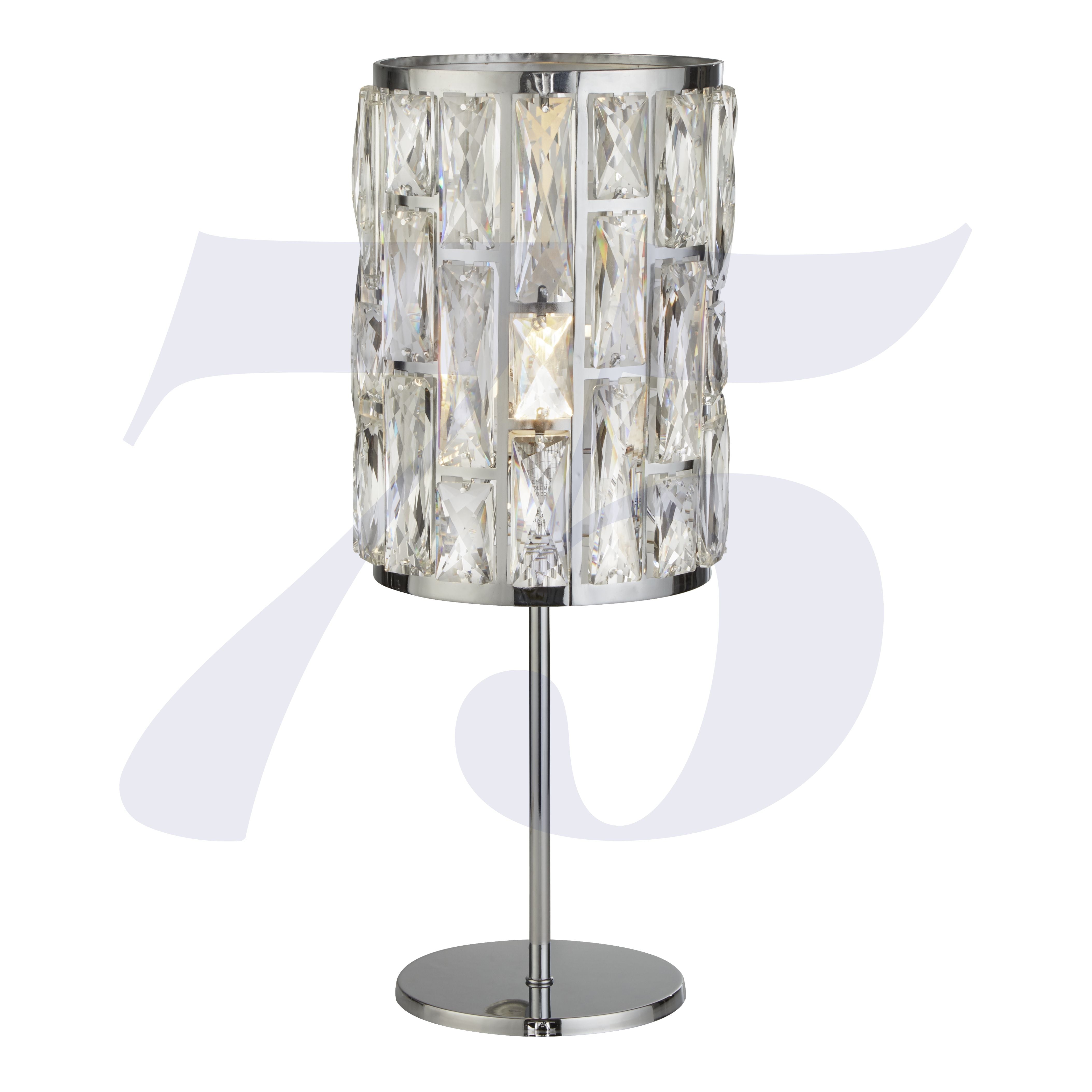 Searchlight Becket Table Lamp - Chrome & Crystal Glass