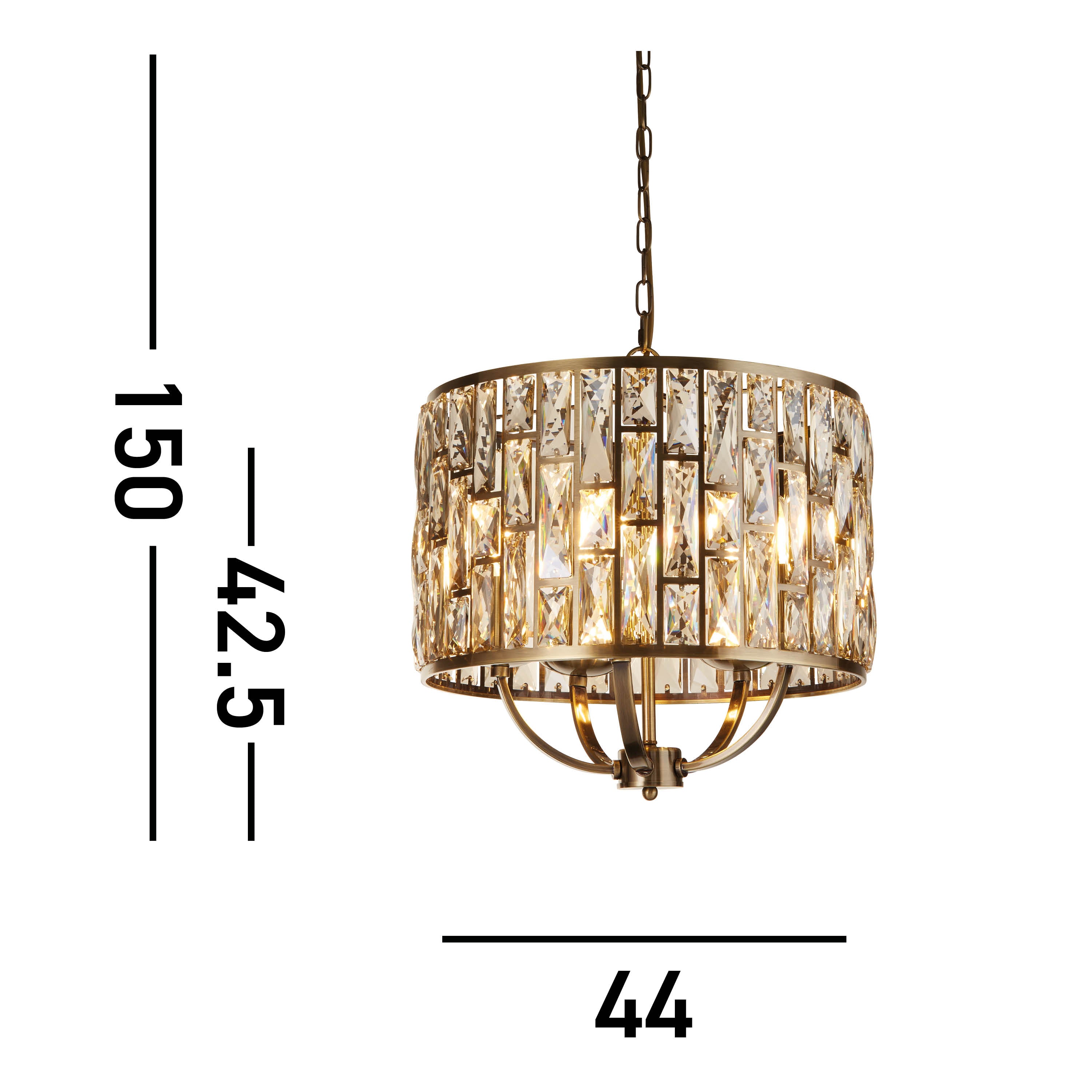 Searchlight Becket 5 Light Pendant - Antique Brass & Champagne Glass