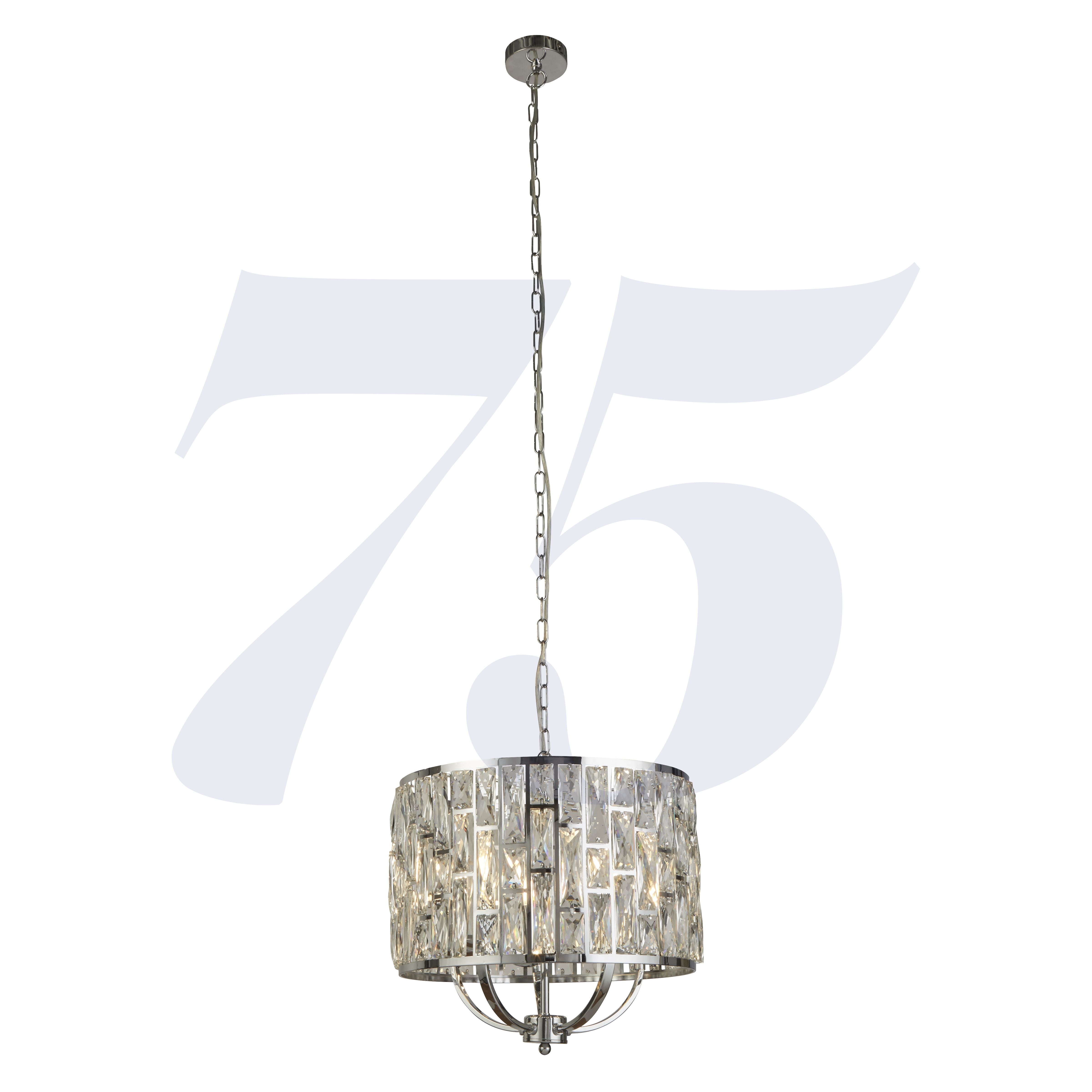 Searchlight Becket 5 Light Ceiling Pendant - Chrome & Crystal Glass