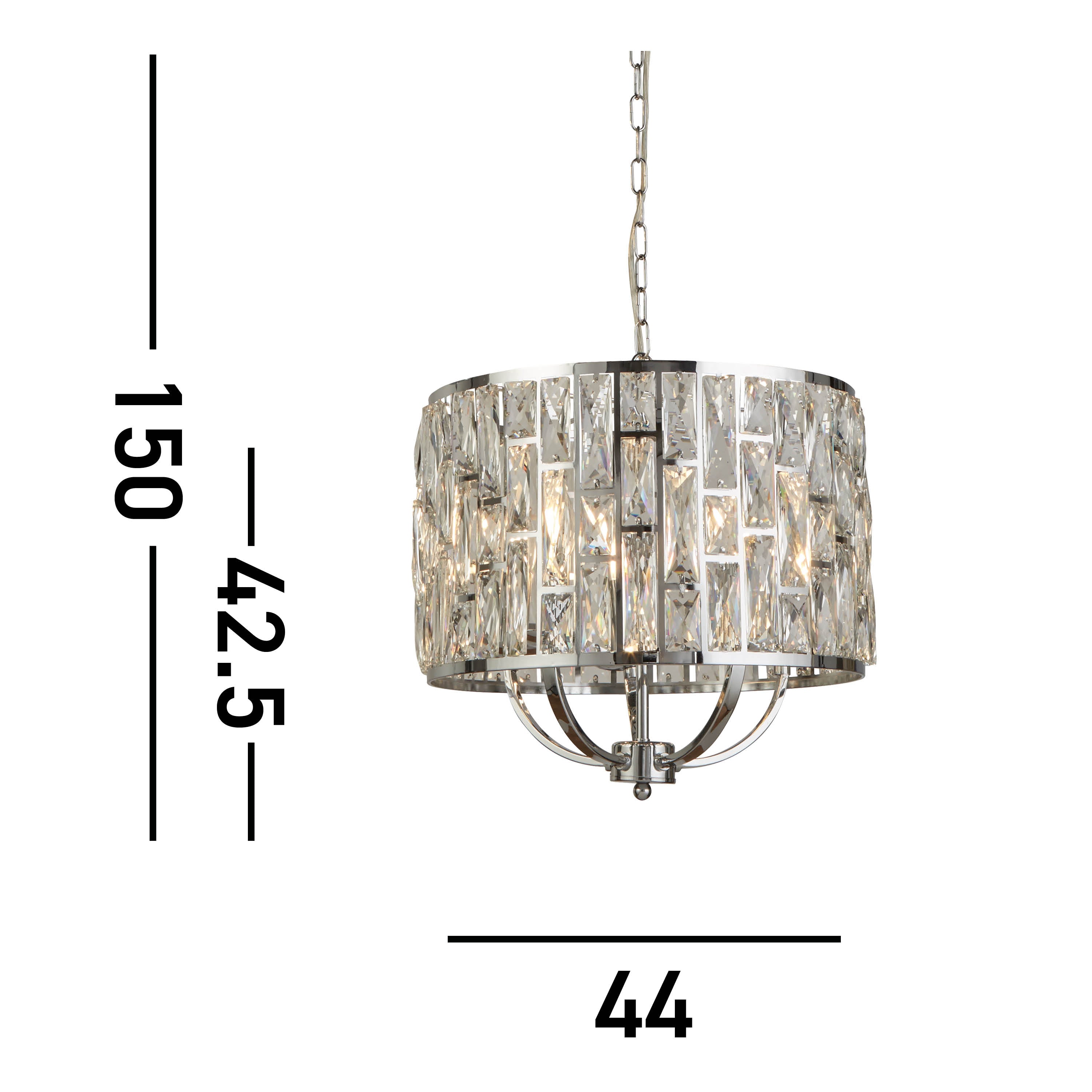 Searchlight Becket 5 Light Ceiling Pendant - Chrome & Crystal Glass