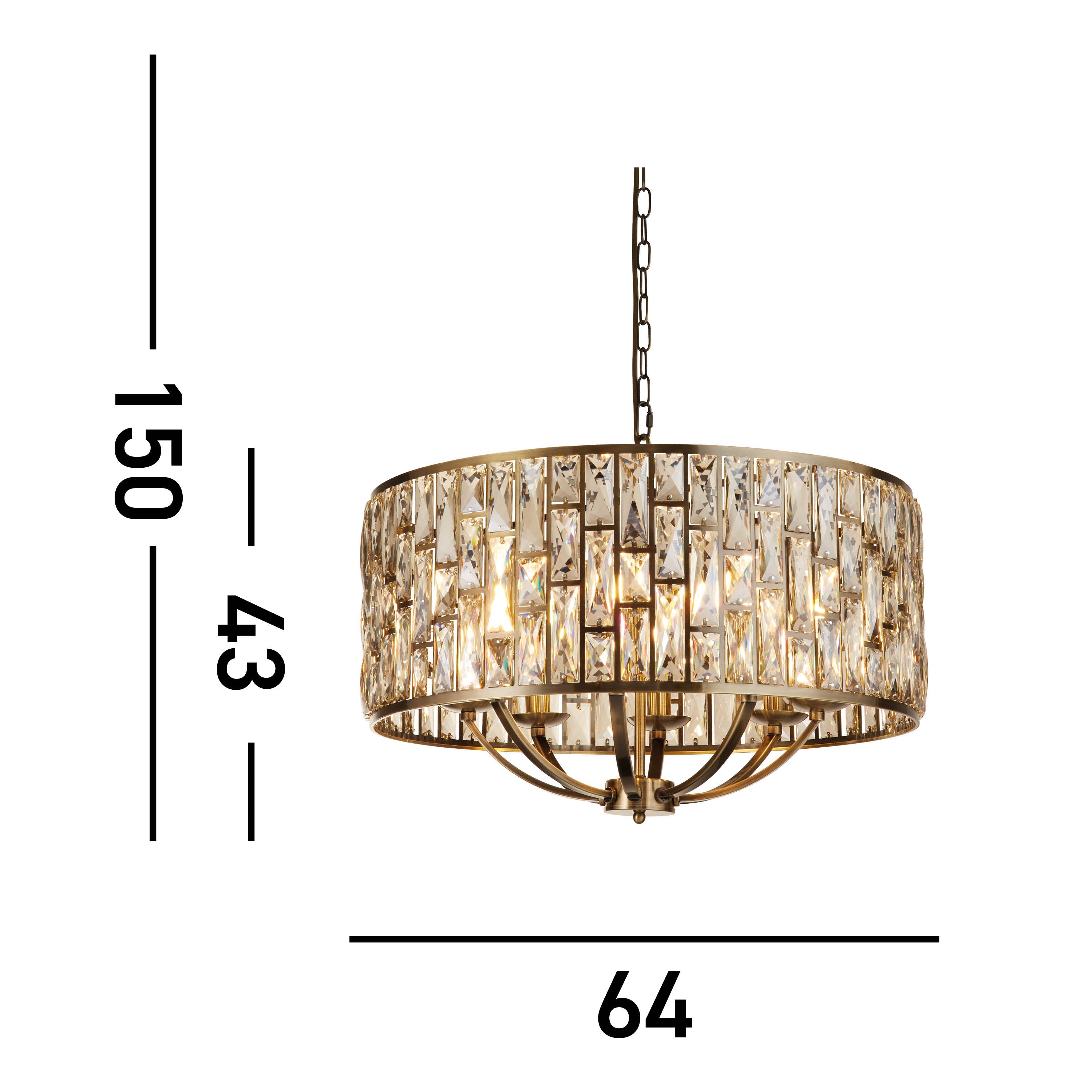 Searchlight Becket 8 Light Pendant - Antique Brass & Champagne Glass