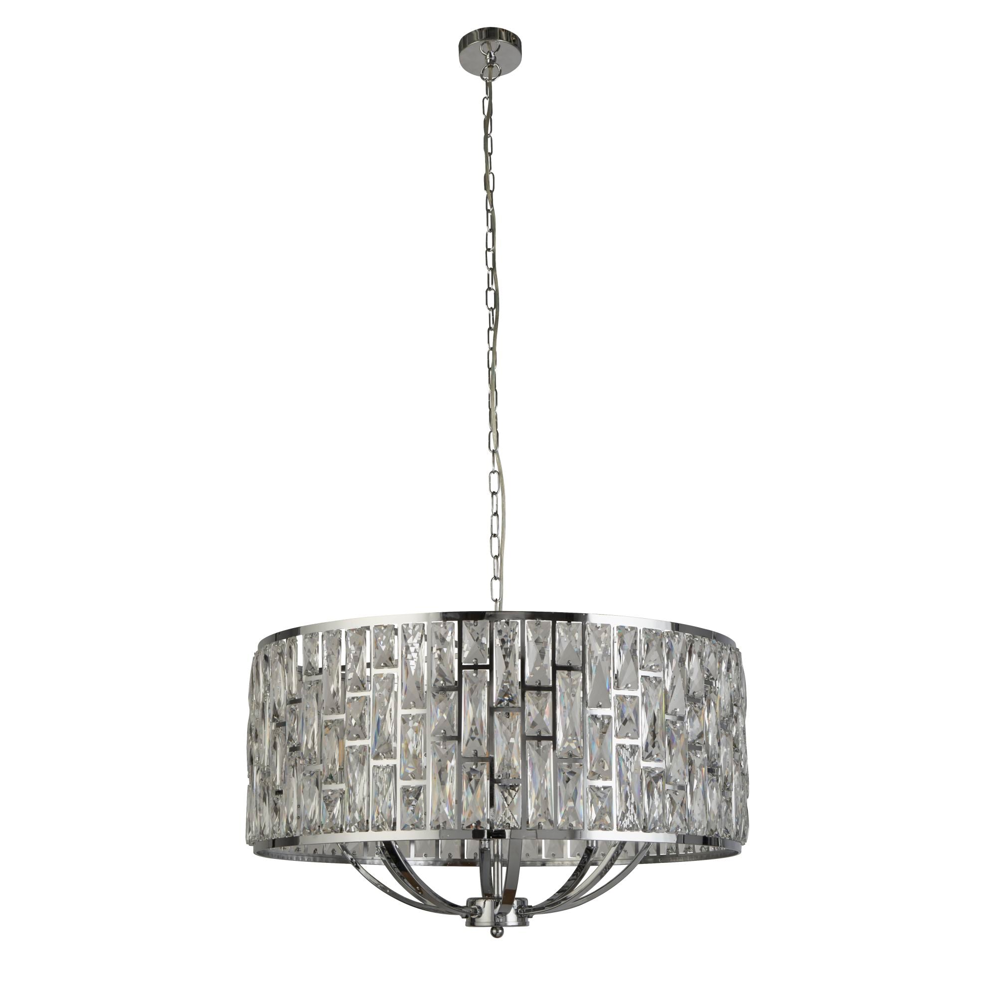 Searchlight Becket 8 Light Ceiling Pendant - Chrome & Crystal Glass