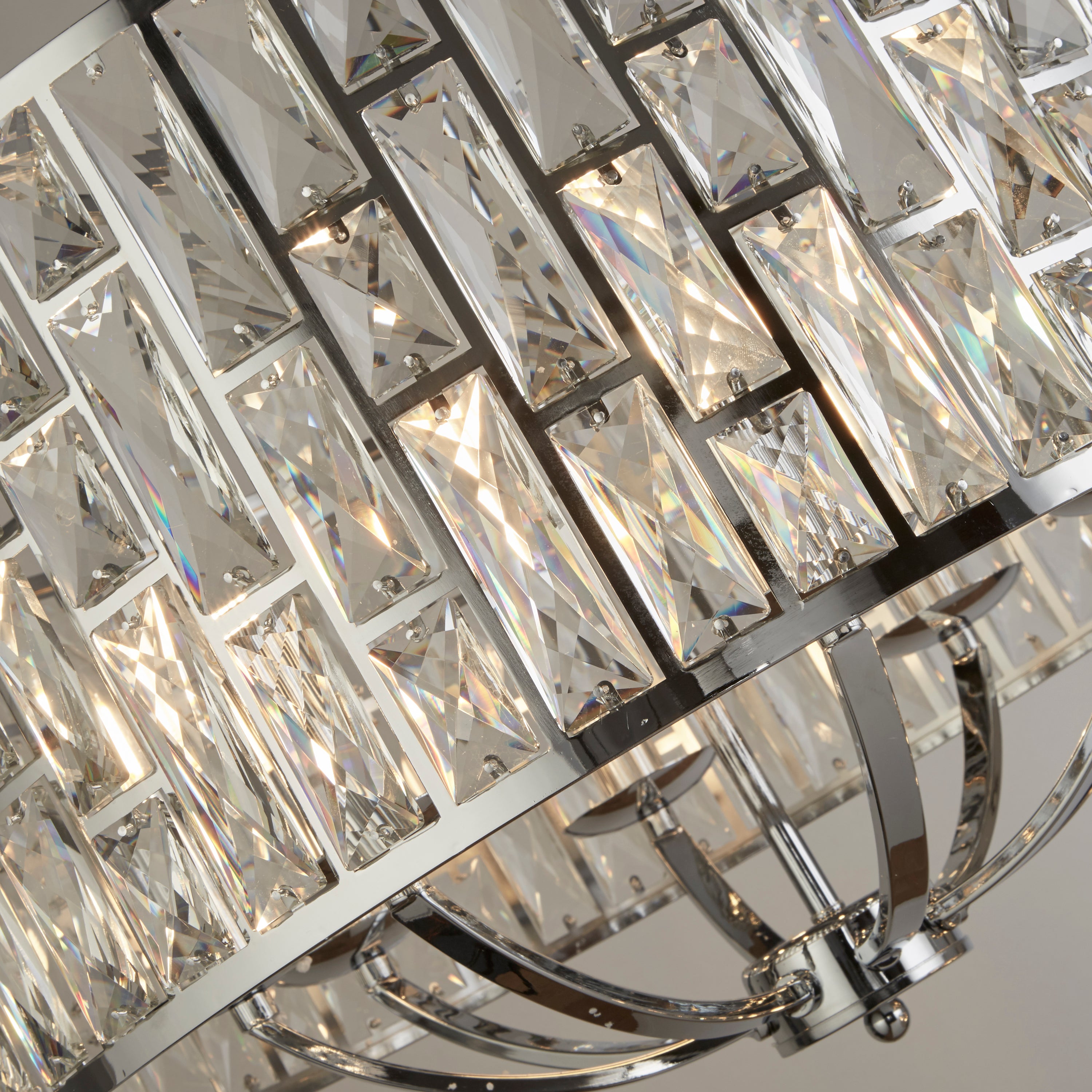 Searchlight Becket 8 Light Ceiling Pendant - Chrome & Crystal Glass