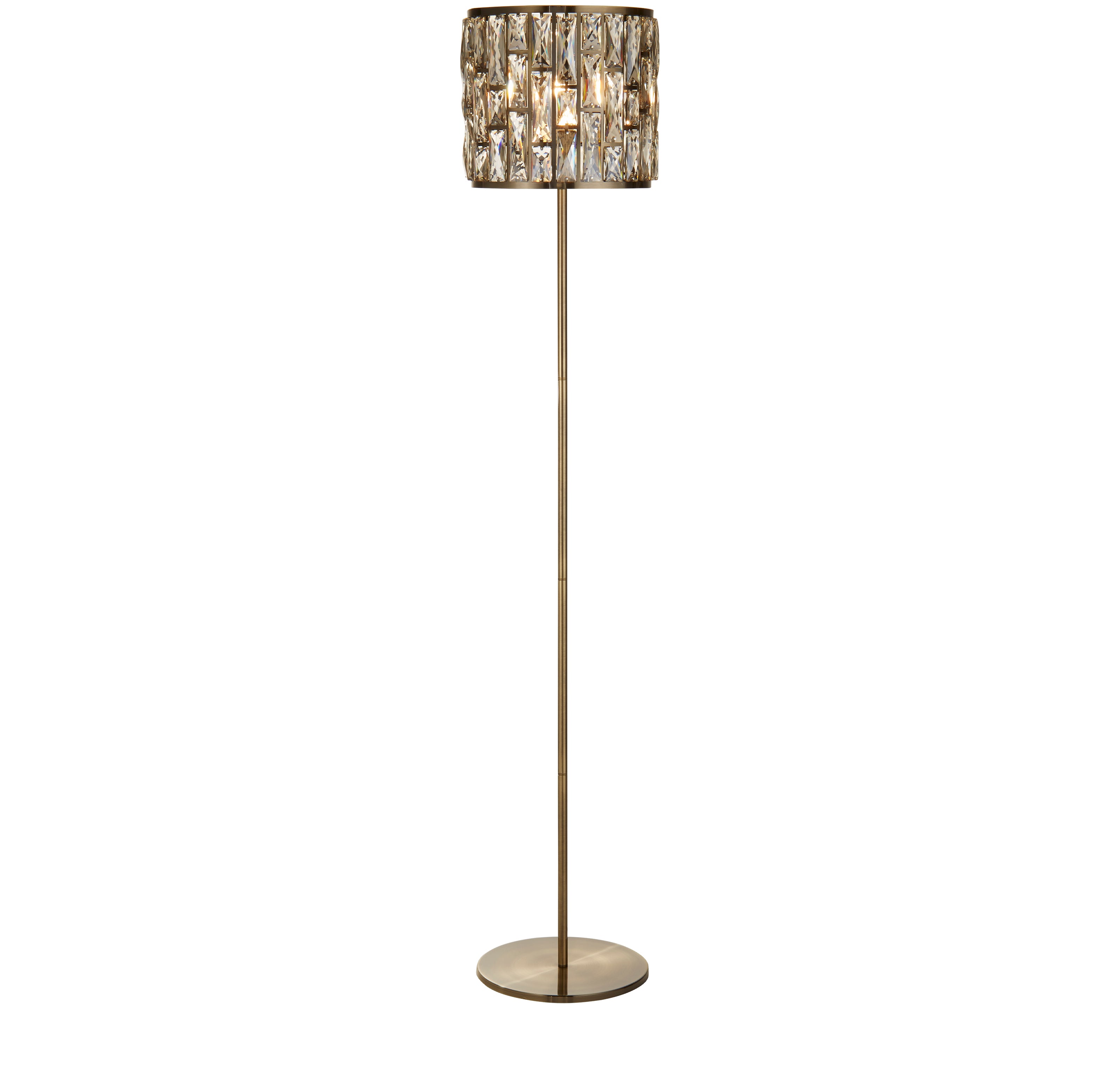 Searchlight Becket Floor Lamp - Antique Brass & Champagne Glass