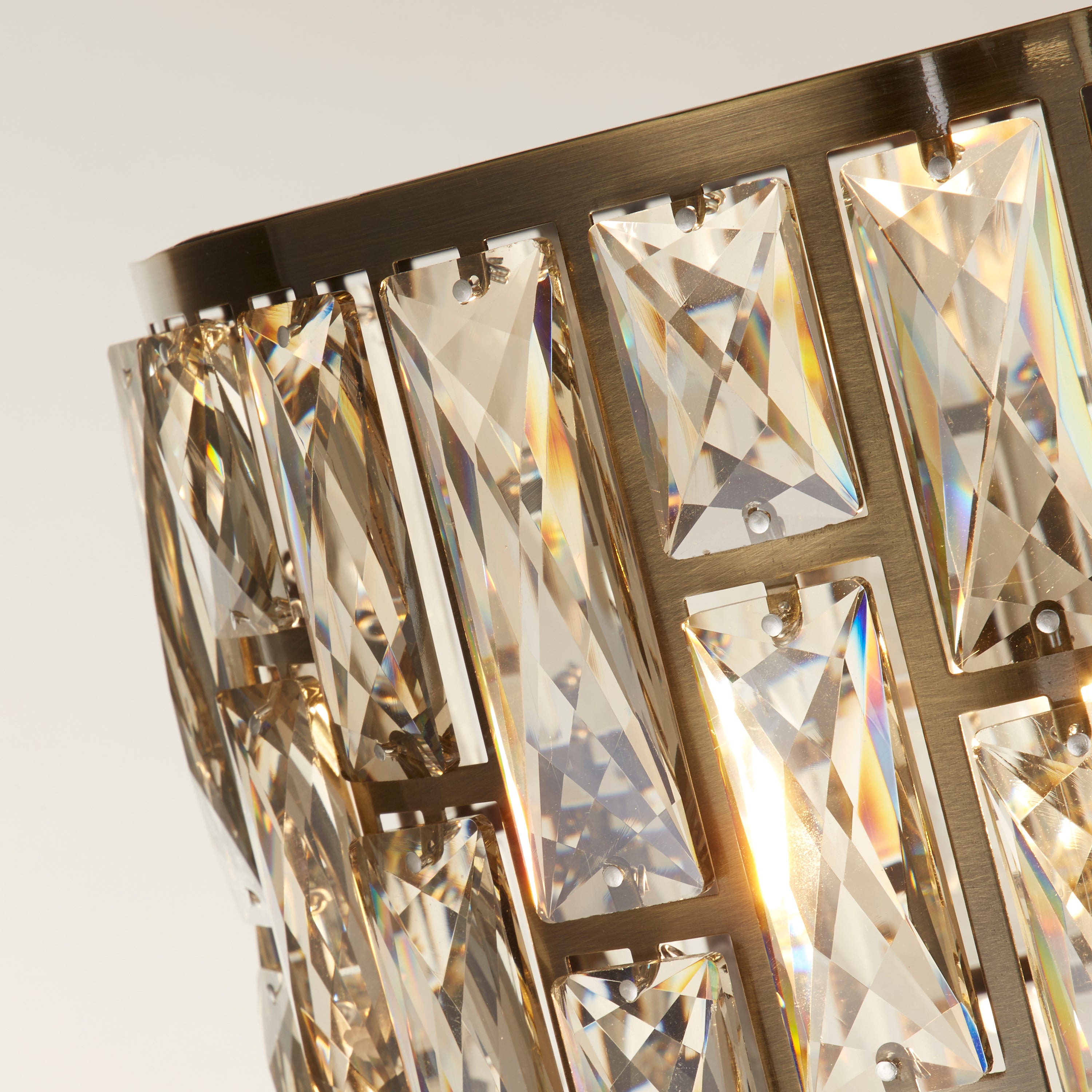 Searchlight Becket Floor Lamp - Antique Brass & Champagne Glass