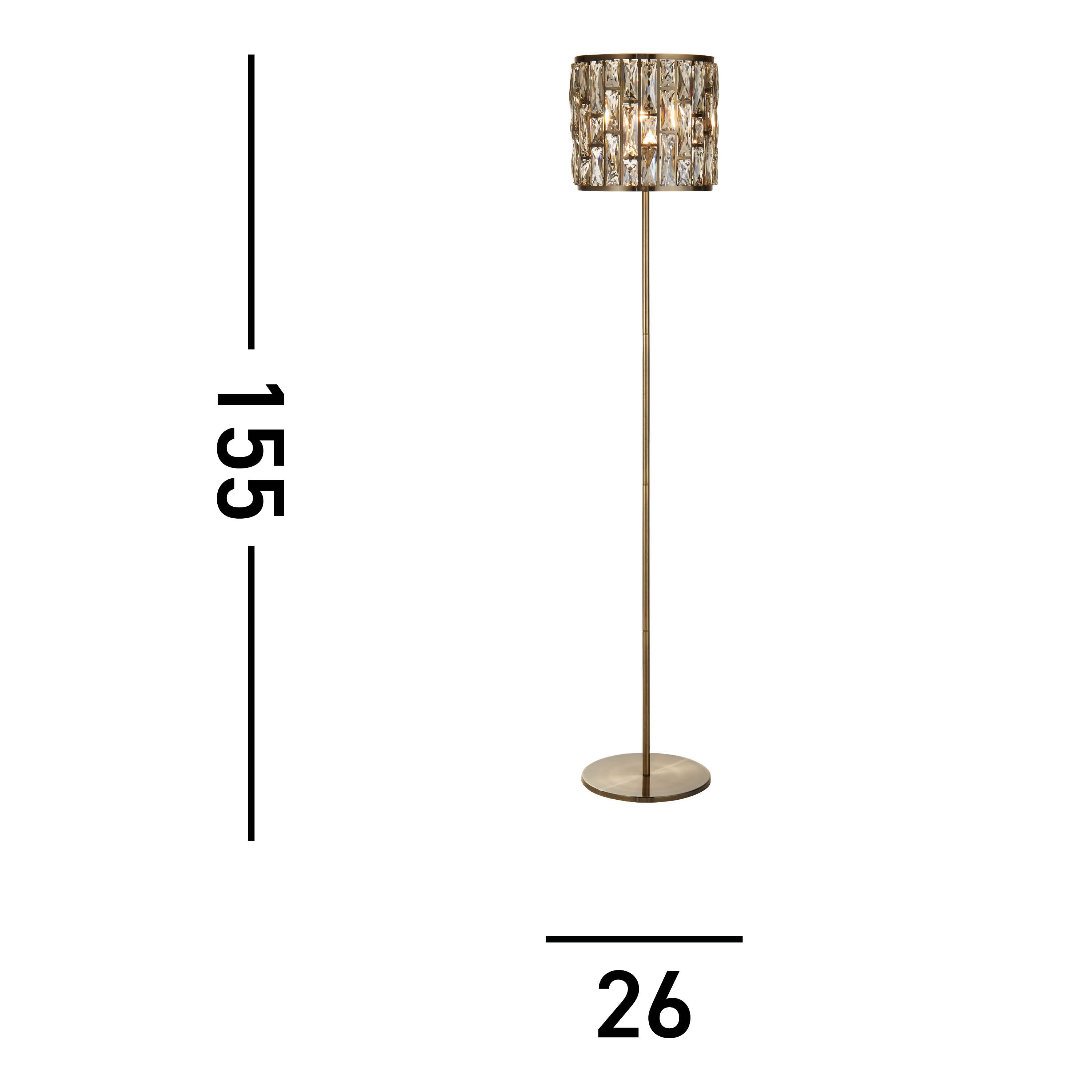 Searchlight Becket Floor Lamp - Antique Brass & Champagne Glass